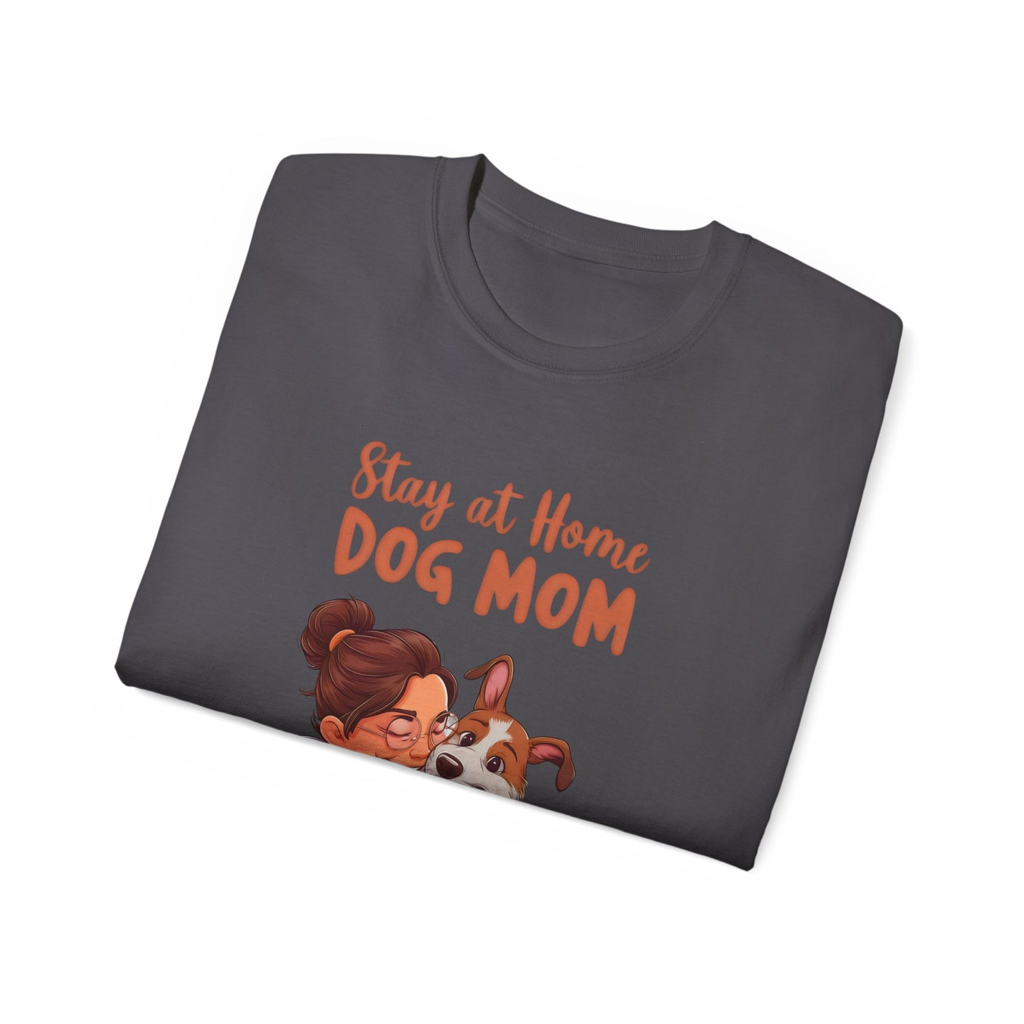 Cute Funny Cartoon Stay at Home Dog Mom Unisex Organic T-Shirt