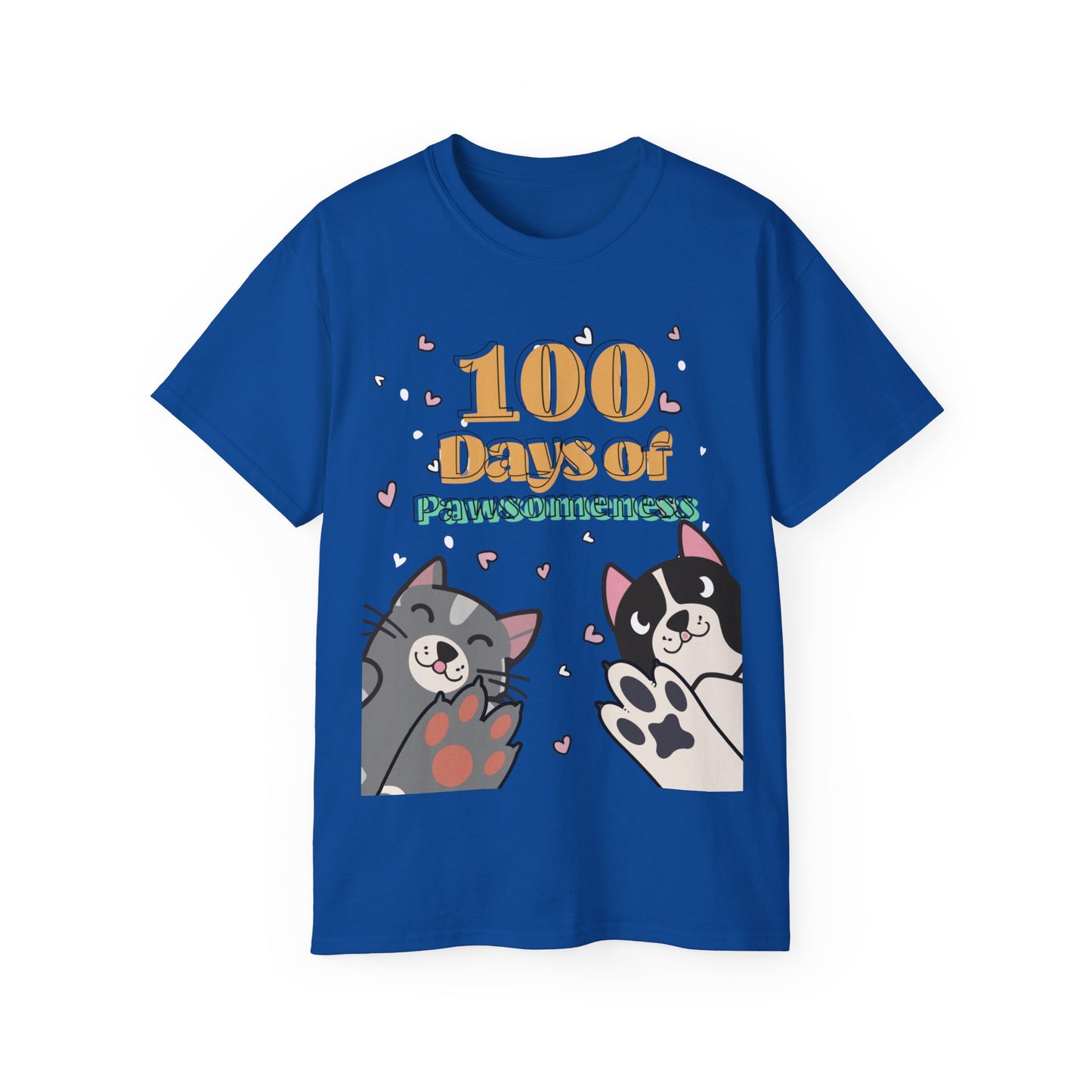 Cute Funny 100 Days of Pawsomeness Pet Lover Unisex Organic T-Shirt