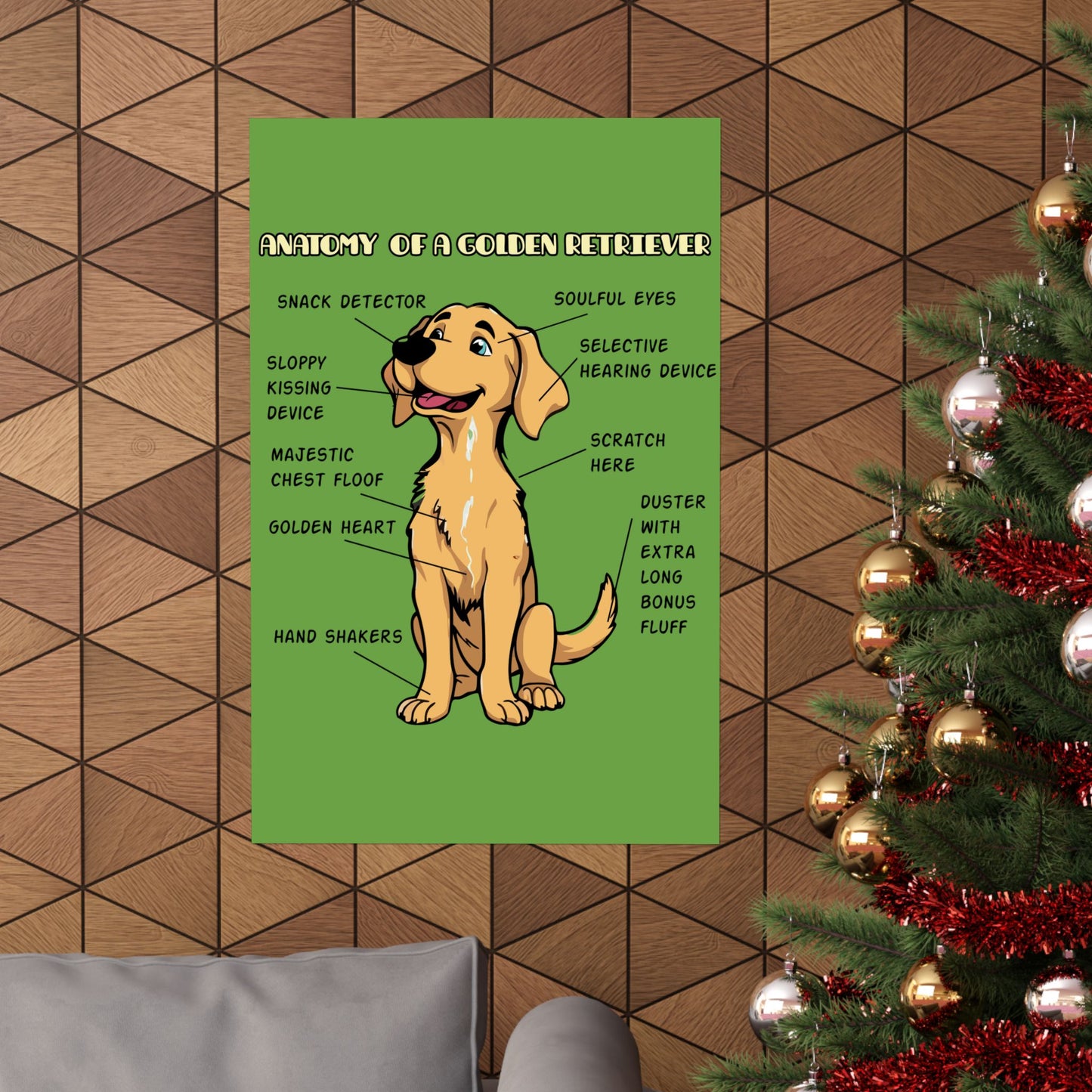 Cute Cartoon Anatomy of a Golden Retriever Posters