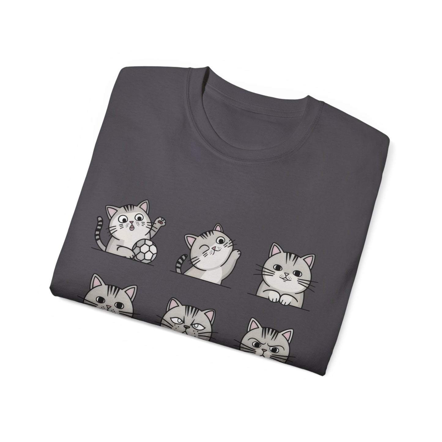 Nine Cute Cats Cartoon Organic T-Shirt