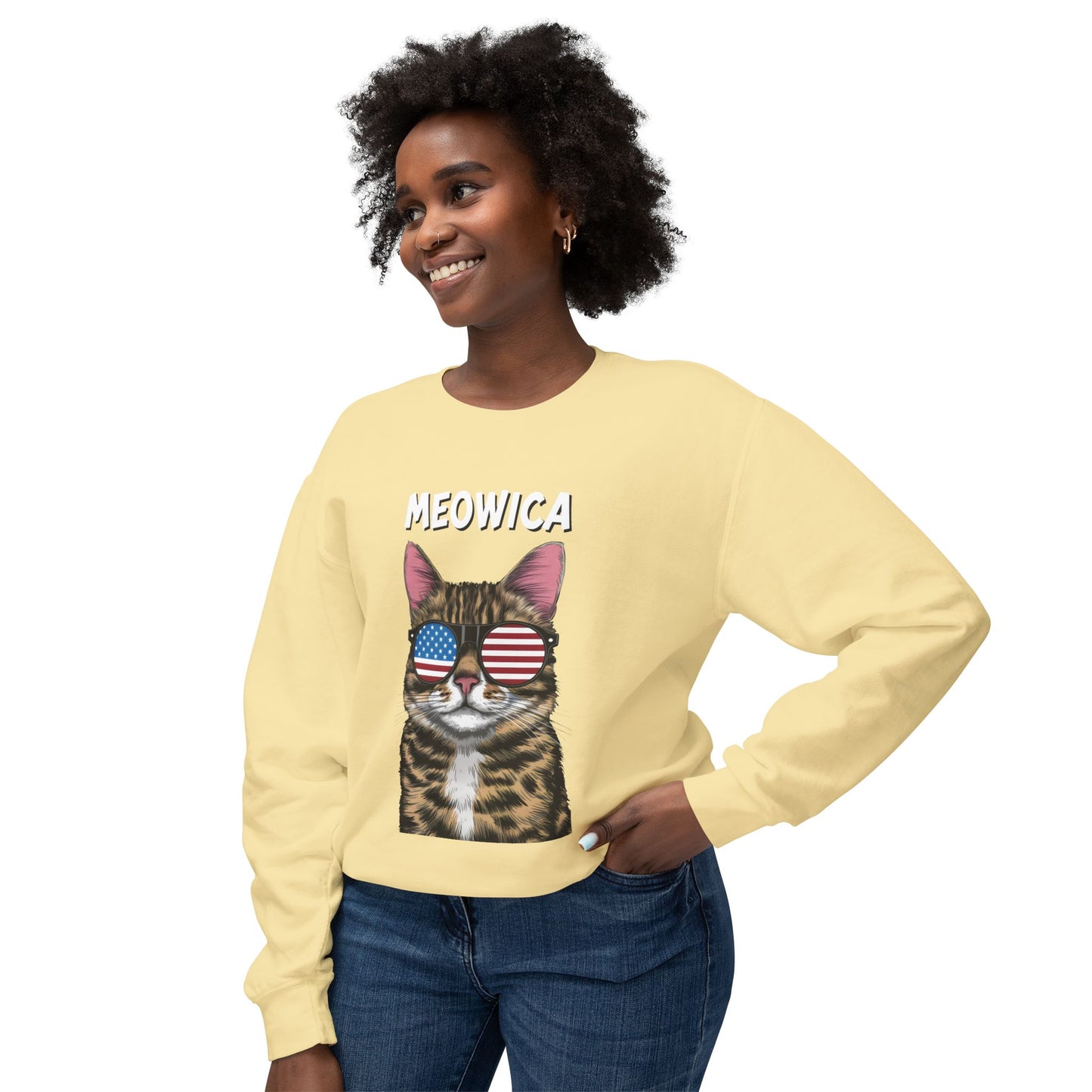 Cat Meme Crewneck Sweatshirt - Cute Meowica Design