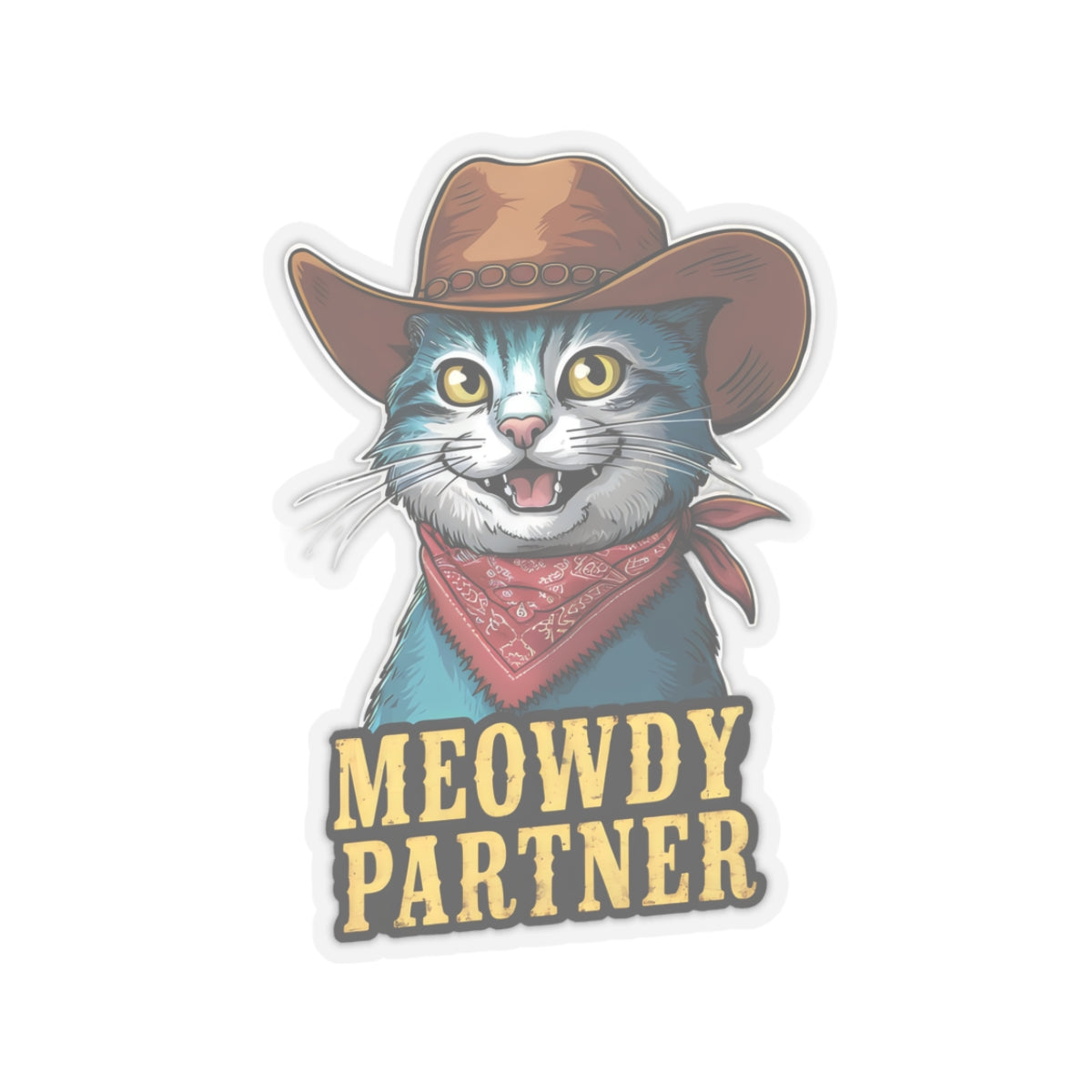 Cute Cat Cartoon Meowdy Partner Kiss-cut Stickers