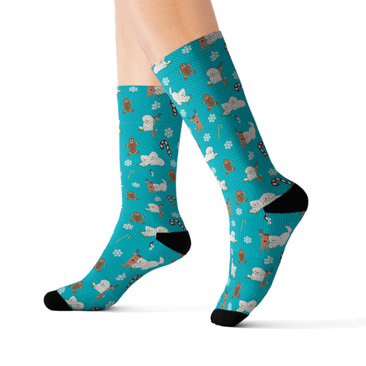 Christmas Dog Pattern Sublimation Socks