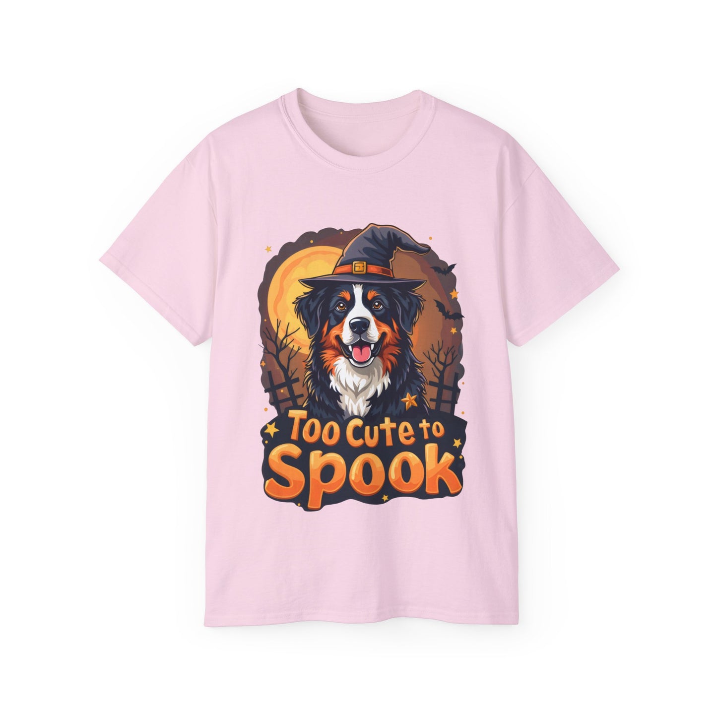 Dog Cartoon Too Cute to Spook Halloween Unisex Organic T-Shirt