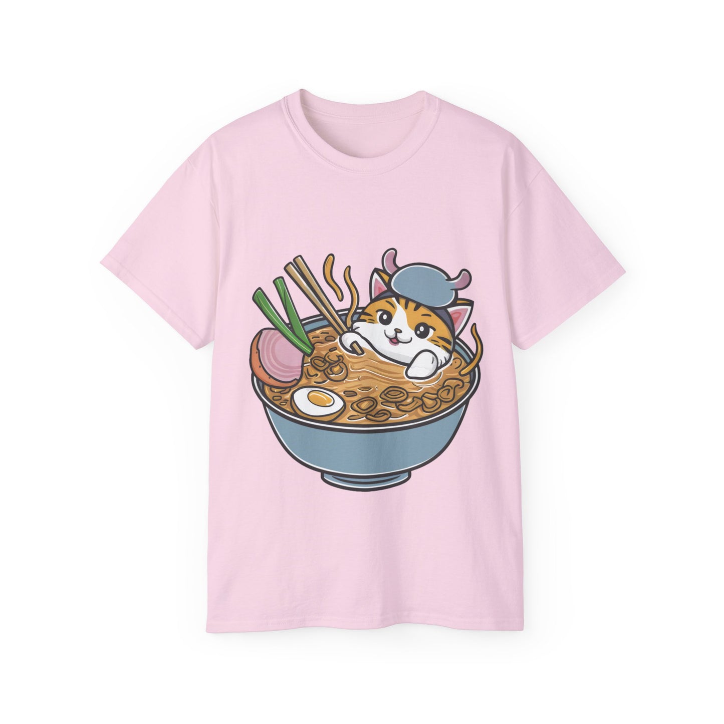 Cute Cartoon Cat Ramen Unisex Organic T-Shirt