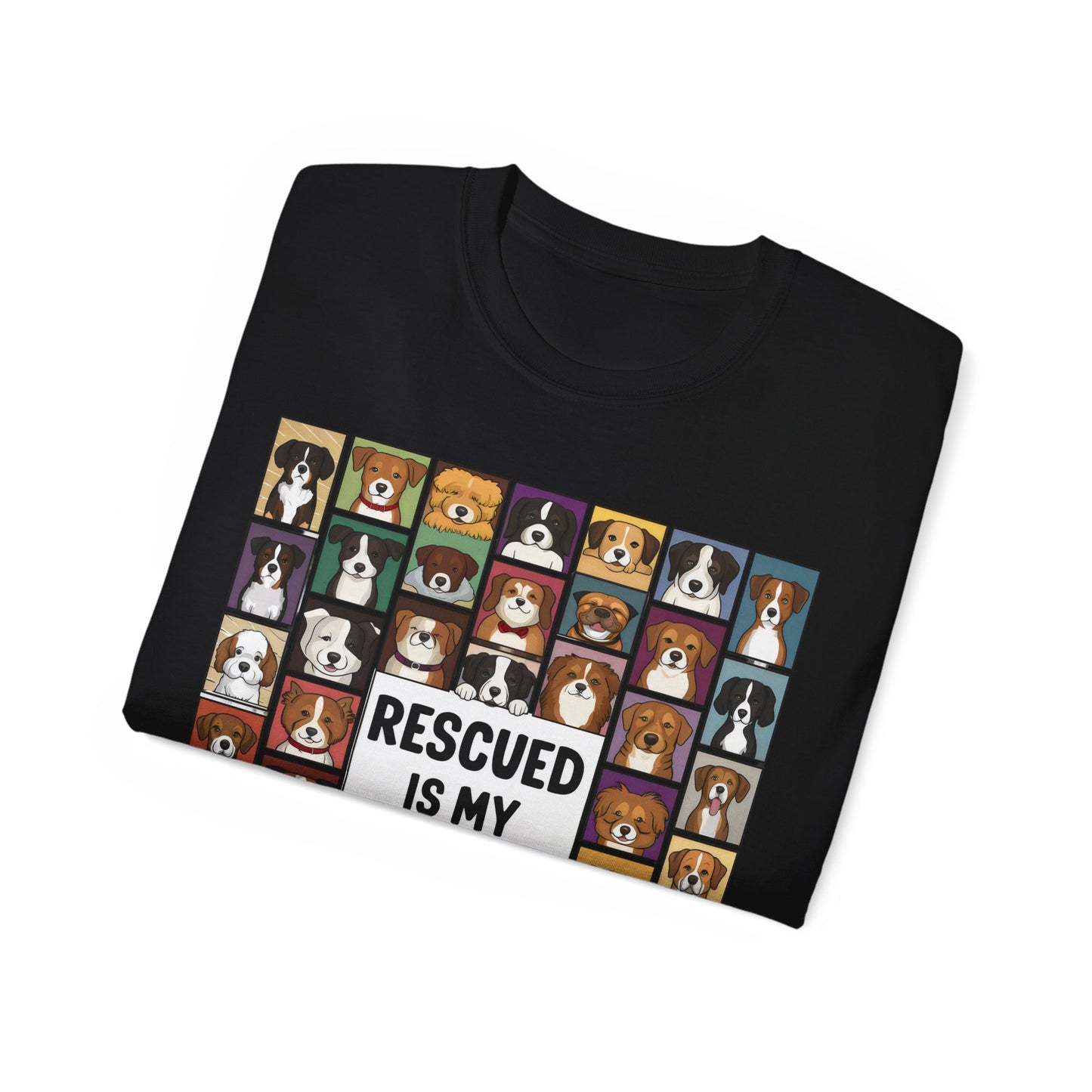 Cute Dog Cartoon Rescued is My Favorite Breed Unisex Organic T-Shirt