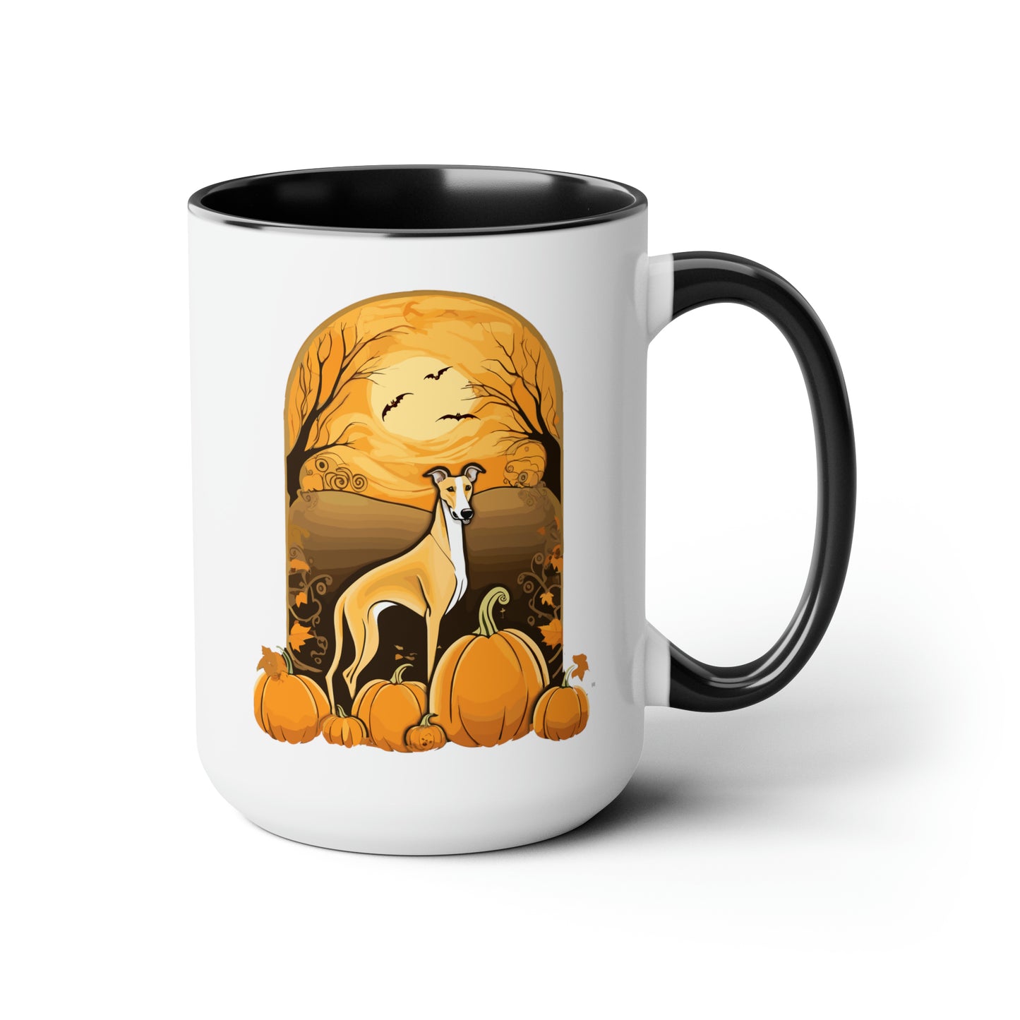 Greyhound Pumpkin Two-Tone Coffee Mugs, 15oz