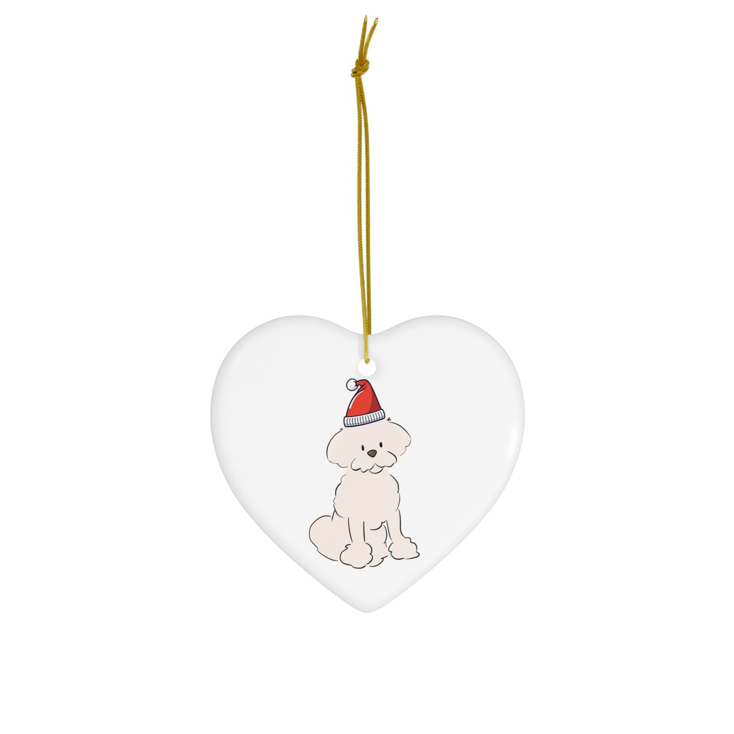 Cheeky Bichon Christmas Ceramic Ornament, 4 Shapes