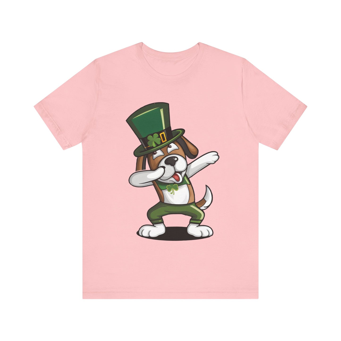 Cute Cartoon St Patrick's Day Dog Dabbing Unisex Jersey Short Sleeve Tee