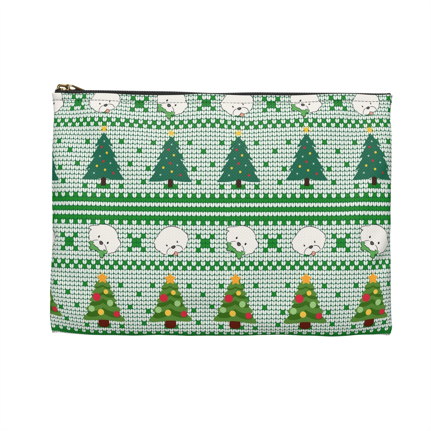 Cheeky Bichon Cute Christmas Dog Knit Pattern Accessory Pouch