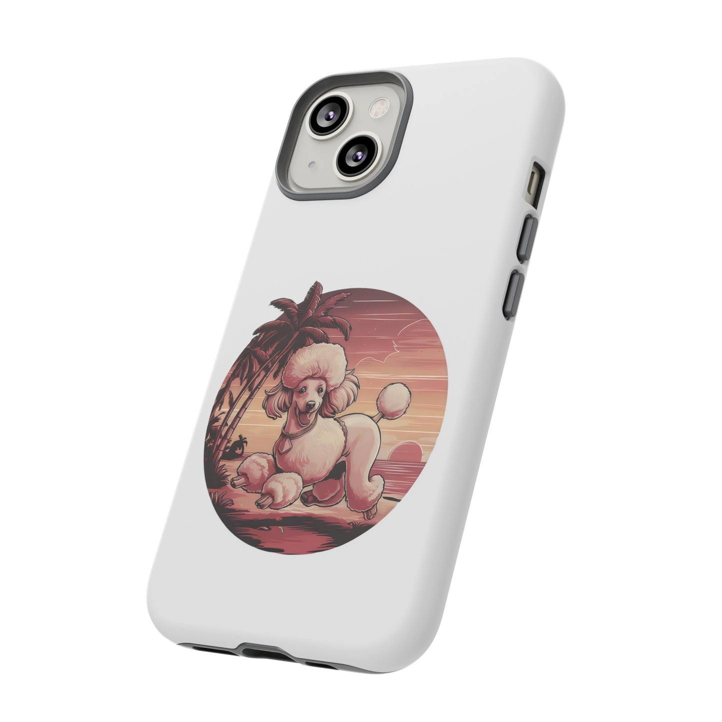 Cute Cartoon Poodle 80s Vintage Sunset Retro iPhone Tough Cases