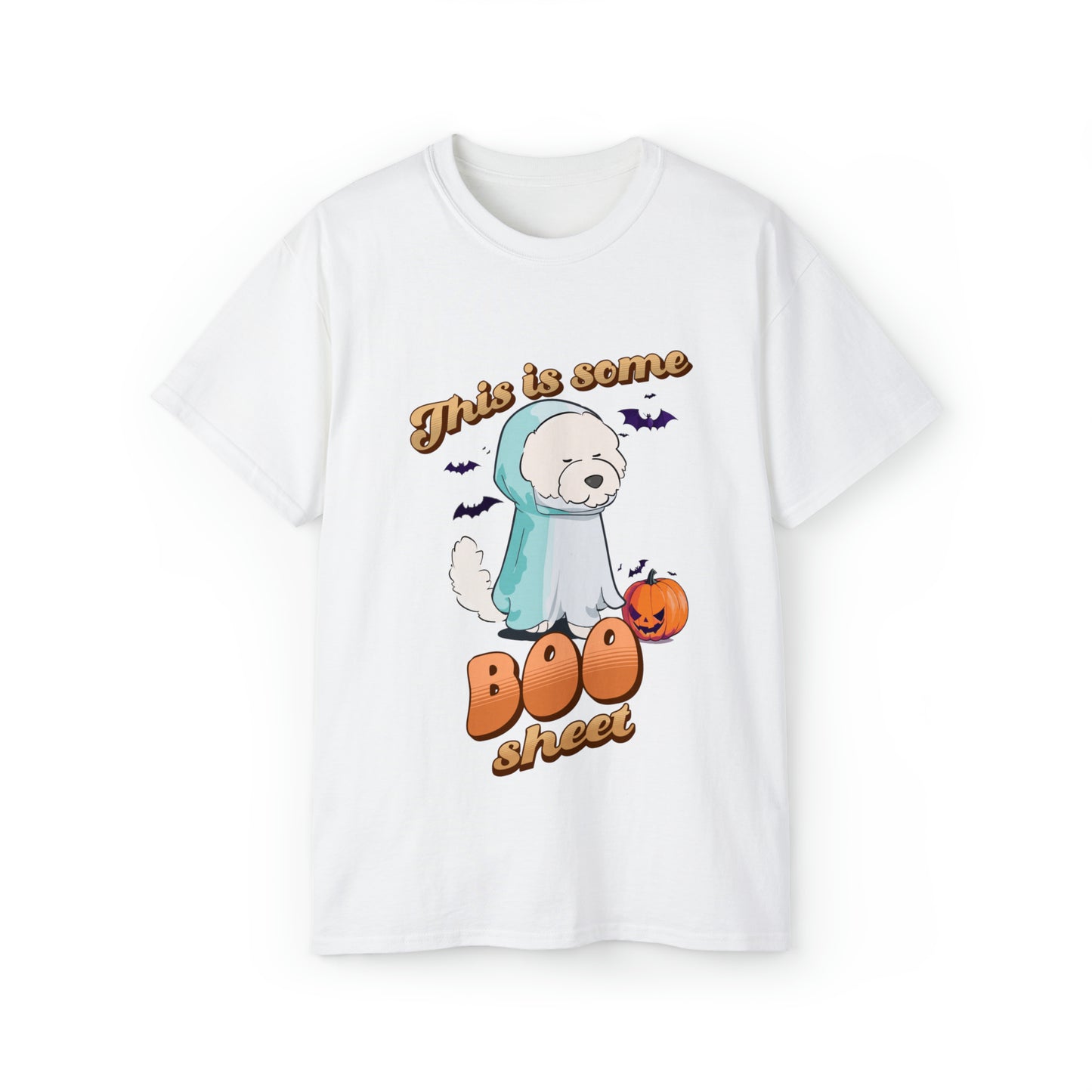 Cheeky Bichon Cute Funny This is Some Boo Sheet Unisex Organic T-Shirt