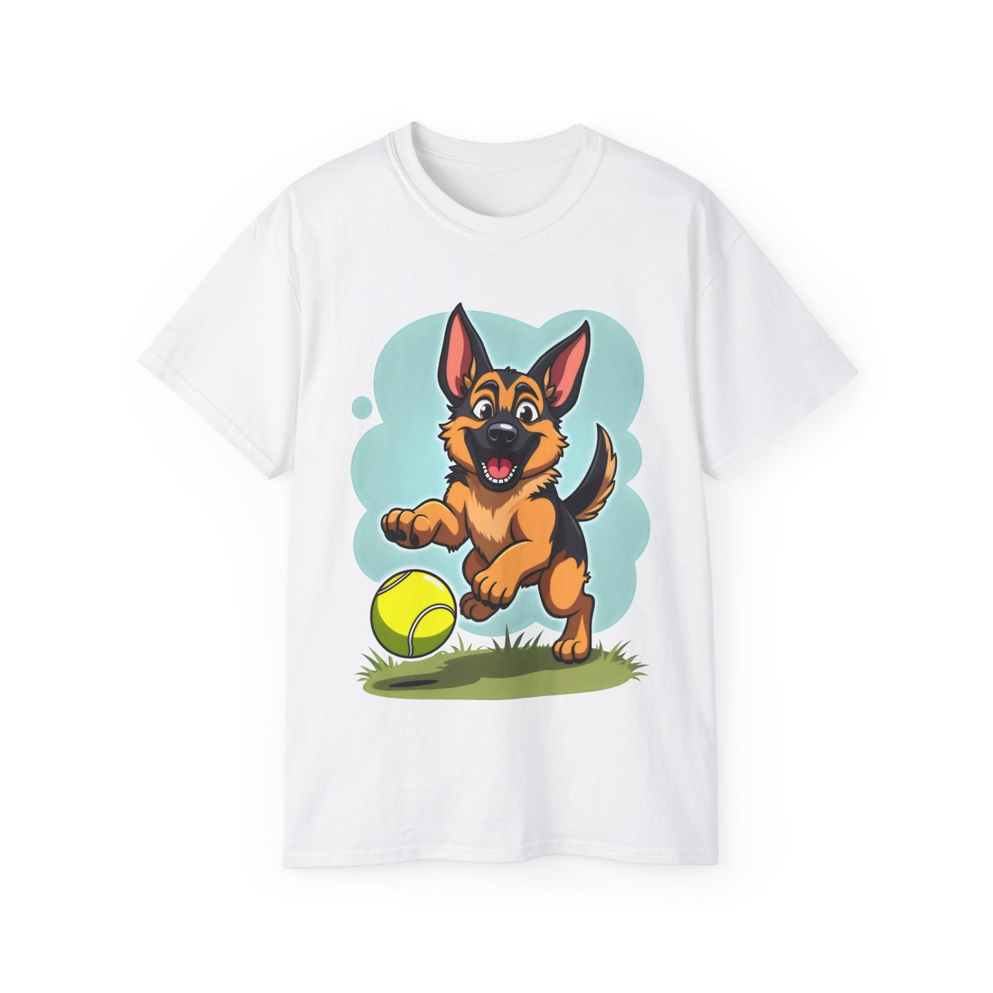 Cute Dog Cartoon German Shepherd Organic T-Shirt