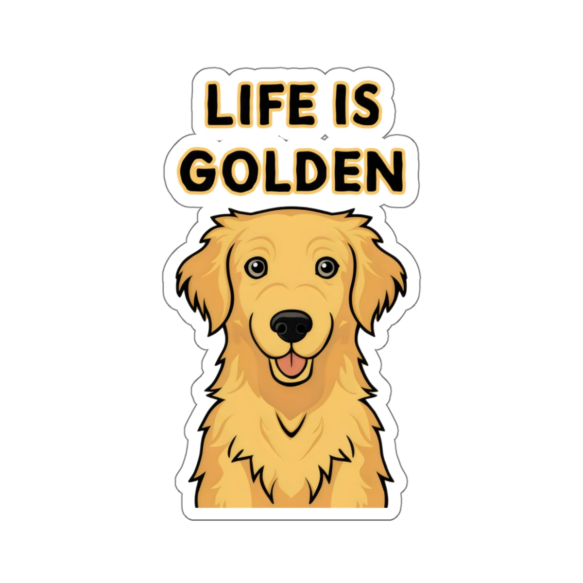 Cute Dog Cartoon Life is Golden Kiss-cut Stickers