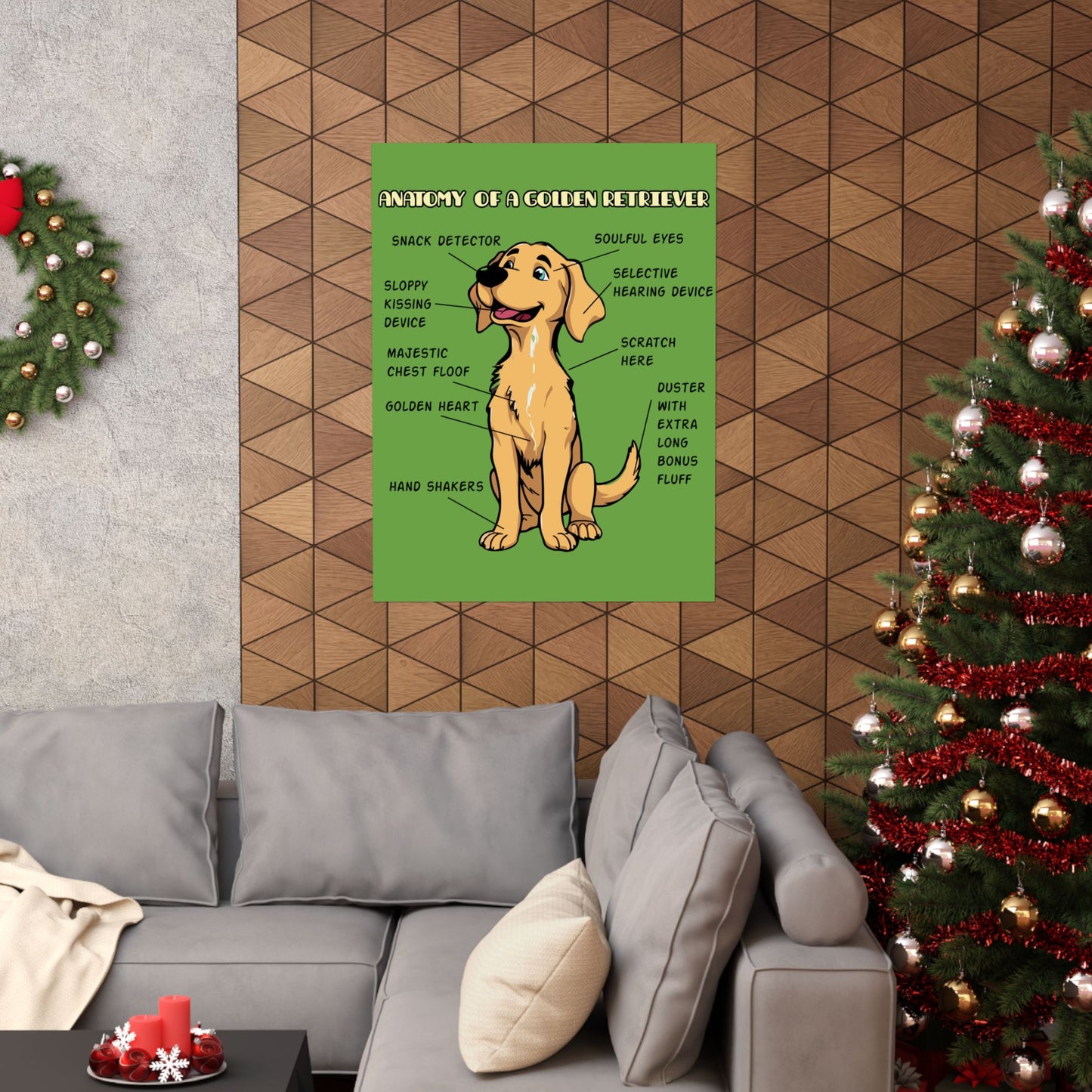 Cute Cartoon Anatomy of a Golden Retriever Posters