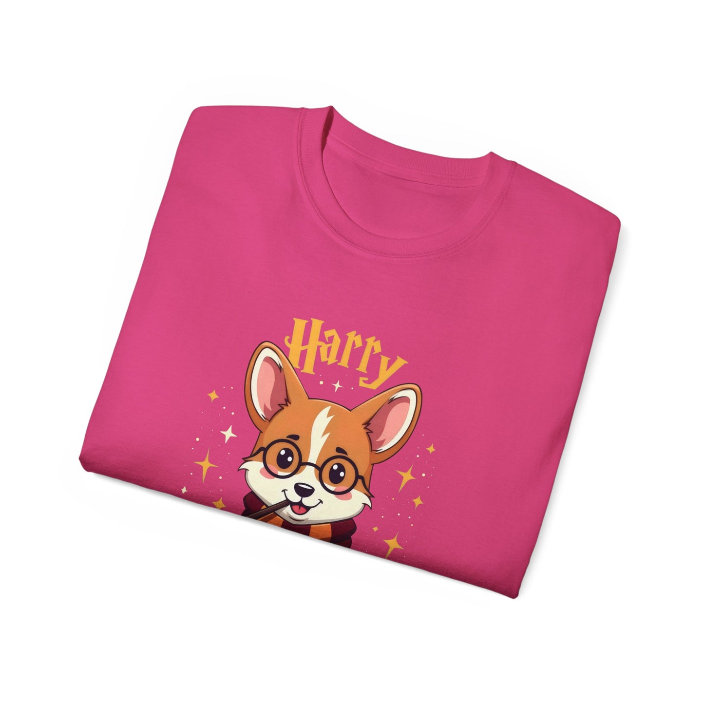 Cute Dog Cartoon Harry Pawter Corgi Unisex Organic T-Shirt