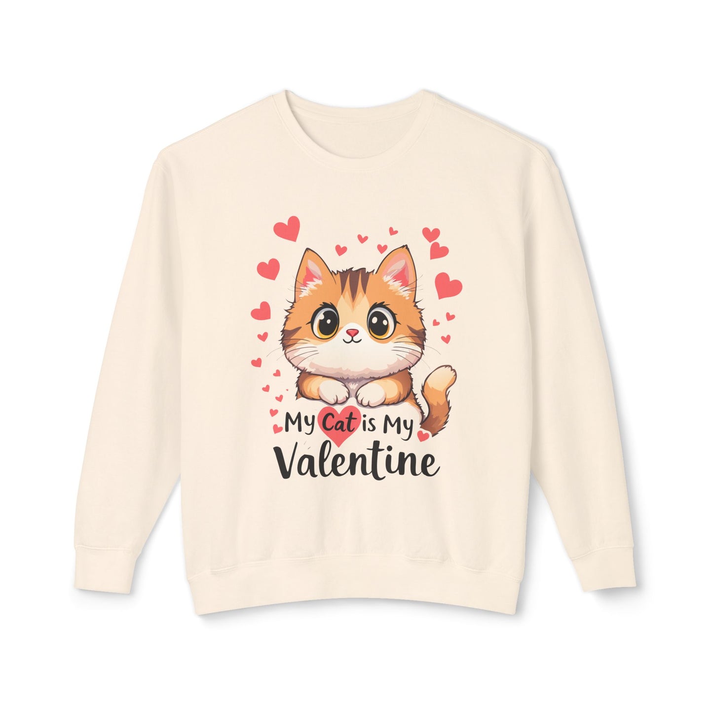 Cartoon Cat Valentine Crewneck Sweatshirt