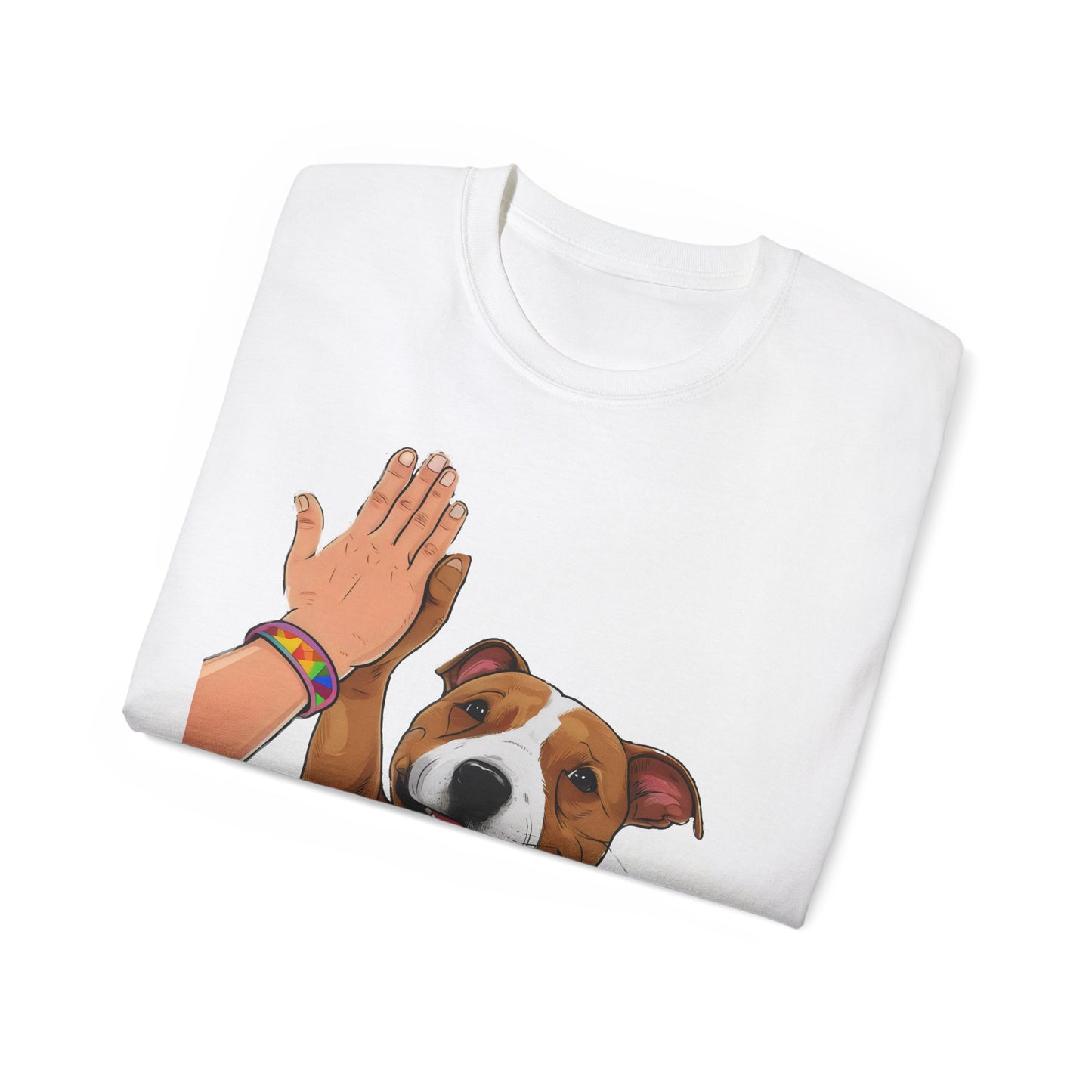 Cute Funny Cartoon Staffordshire Bull Terrier Unisex Organic T-Shirt