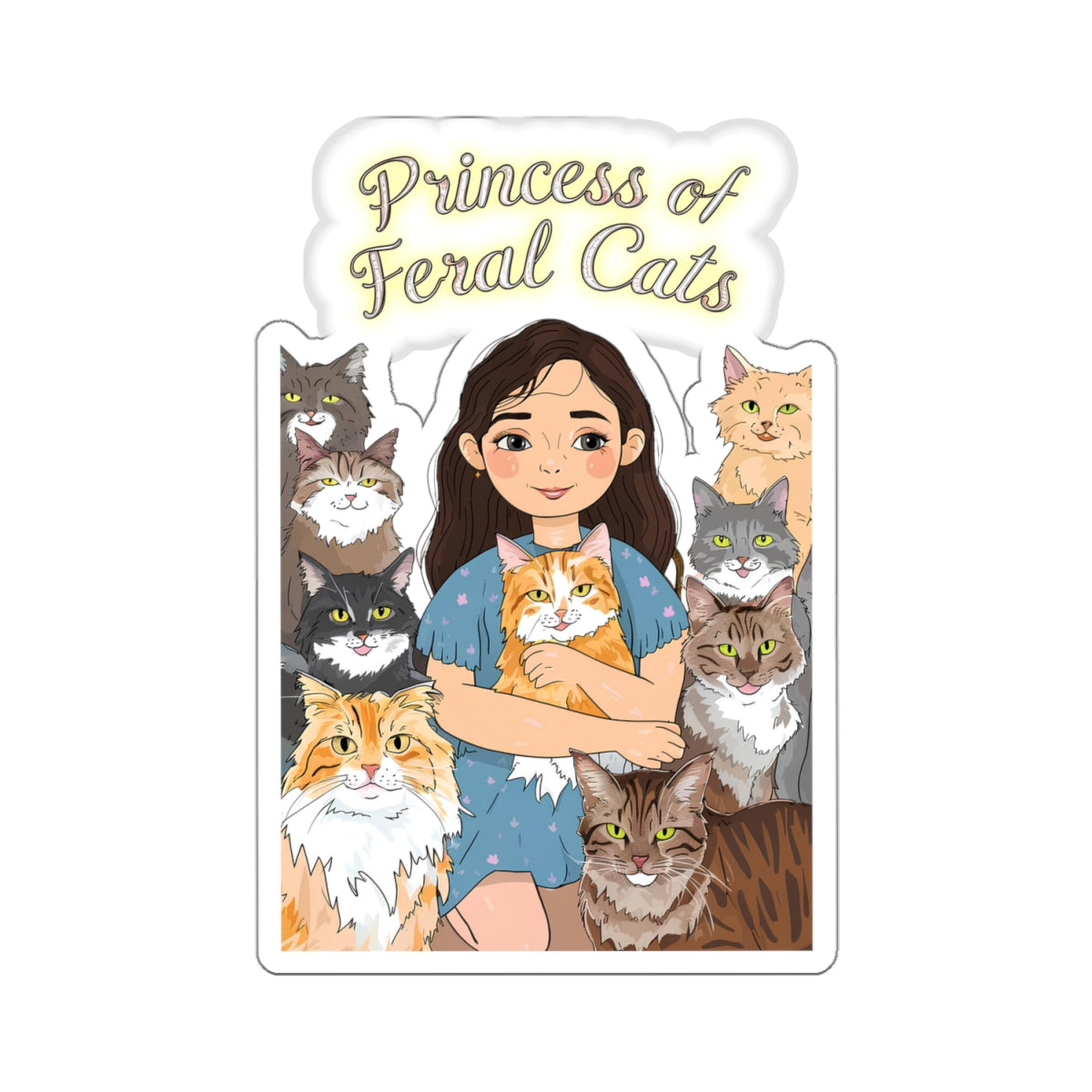 Cute Cat Lover Princess of Feral Cats Kiss-cut Stickers