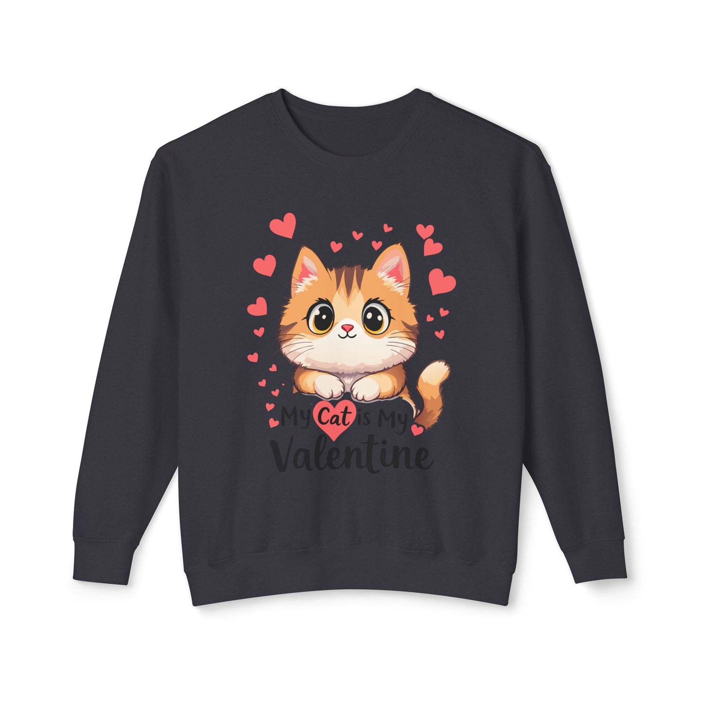 Cartoon Cat Valentine Crewneck Sweatshirt