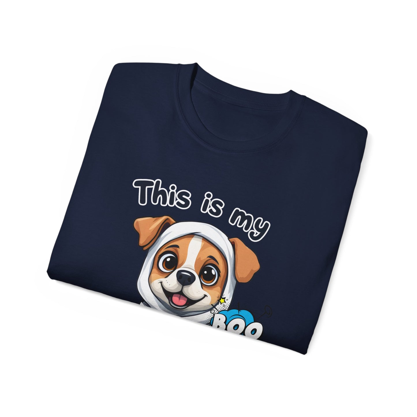 Cute Funny Dog Cartoon This is My Scary Halloween Costume Unisex Organic T-Shirt