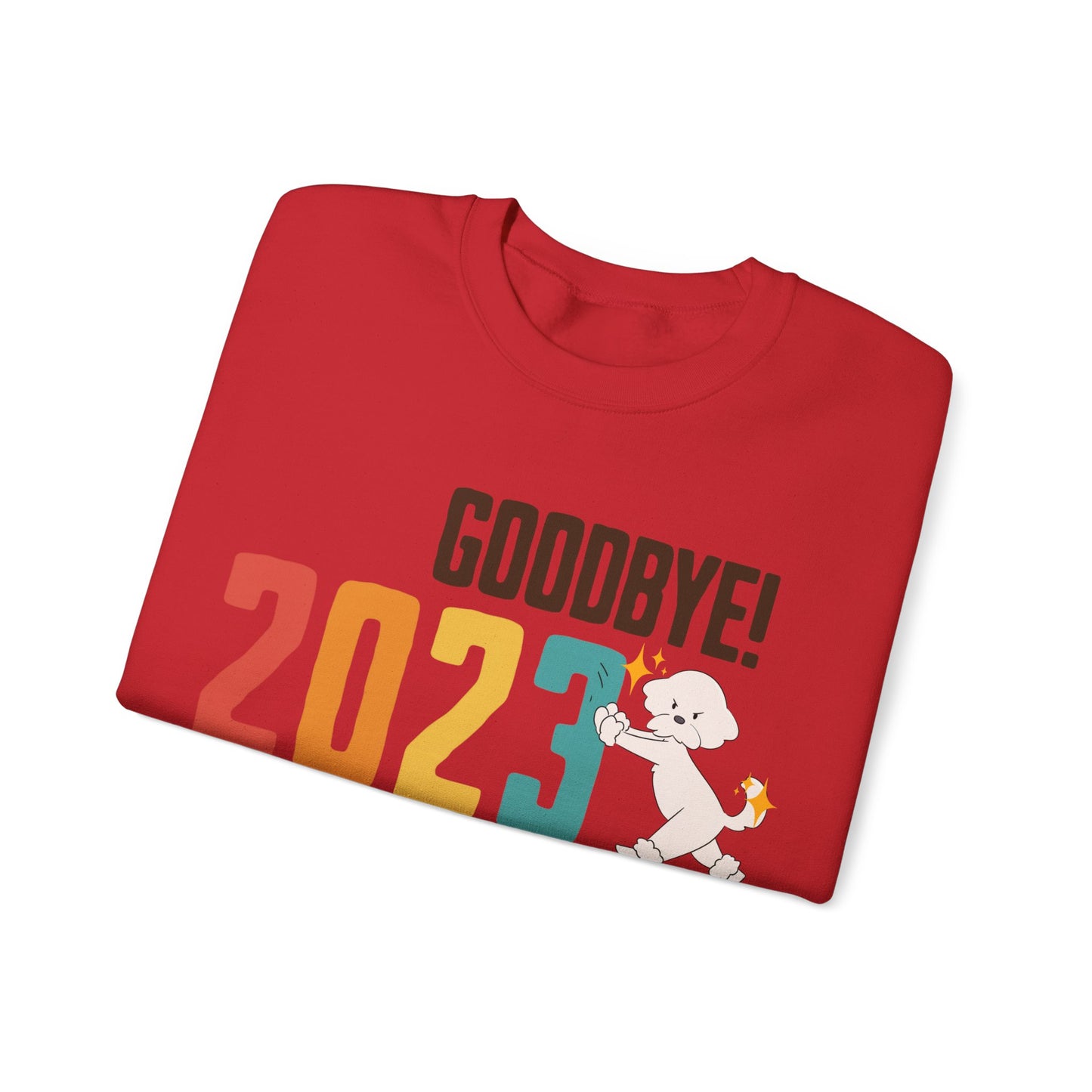 Cheeky Bichon Cute Funny Goodbye 2023 Welcome 2024 Unisex Crewneck Sweatshirt