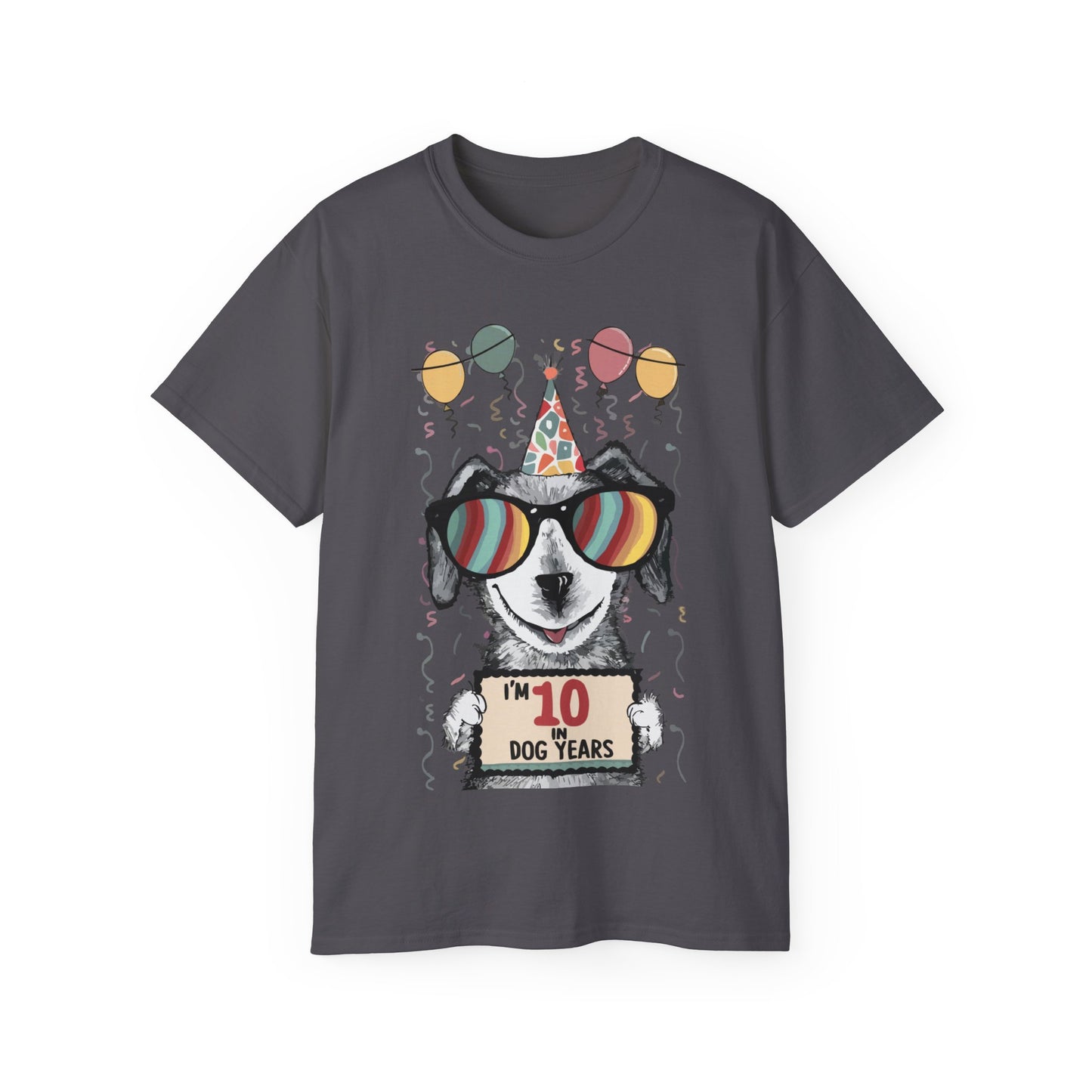 Cute Dog Cartoon I'm 10 in Dog Years Birthday Unisex Organic T-Shirt