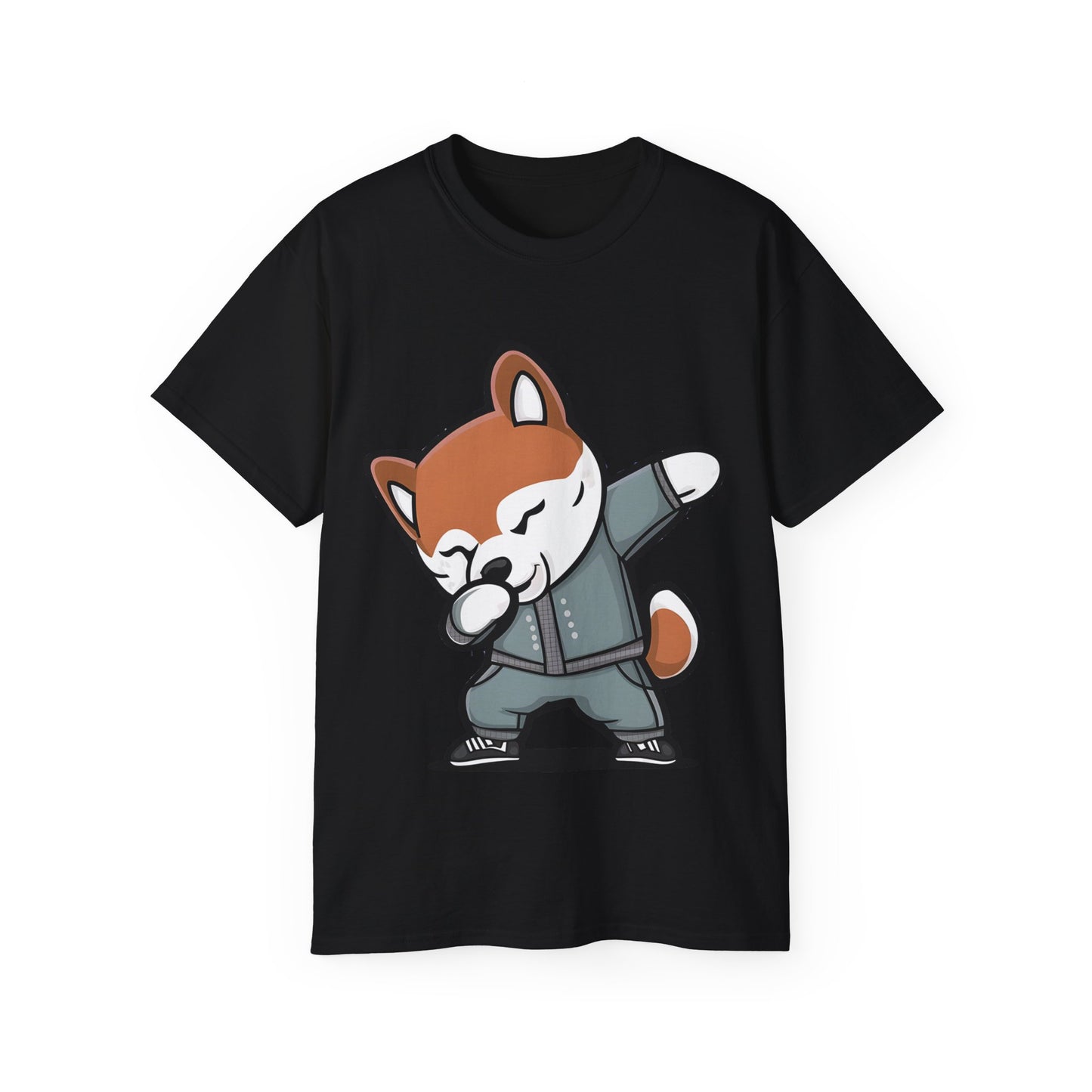 Cute Dog Cartoon Dabbing Shiba Unisex Organic T-Shirt