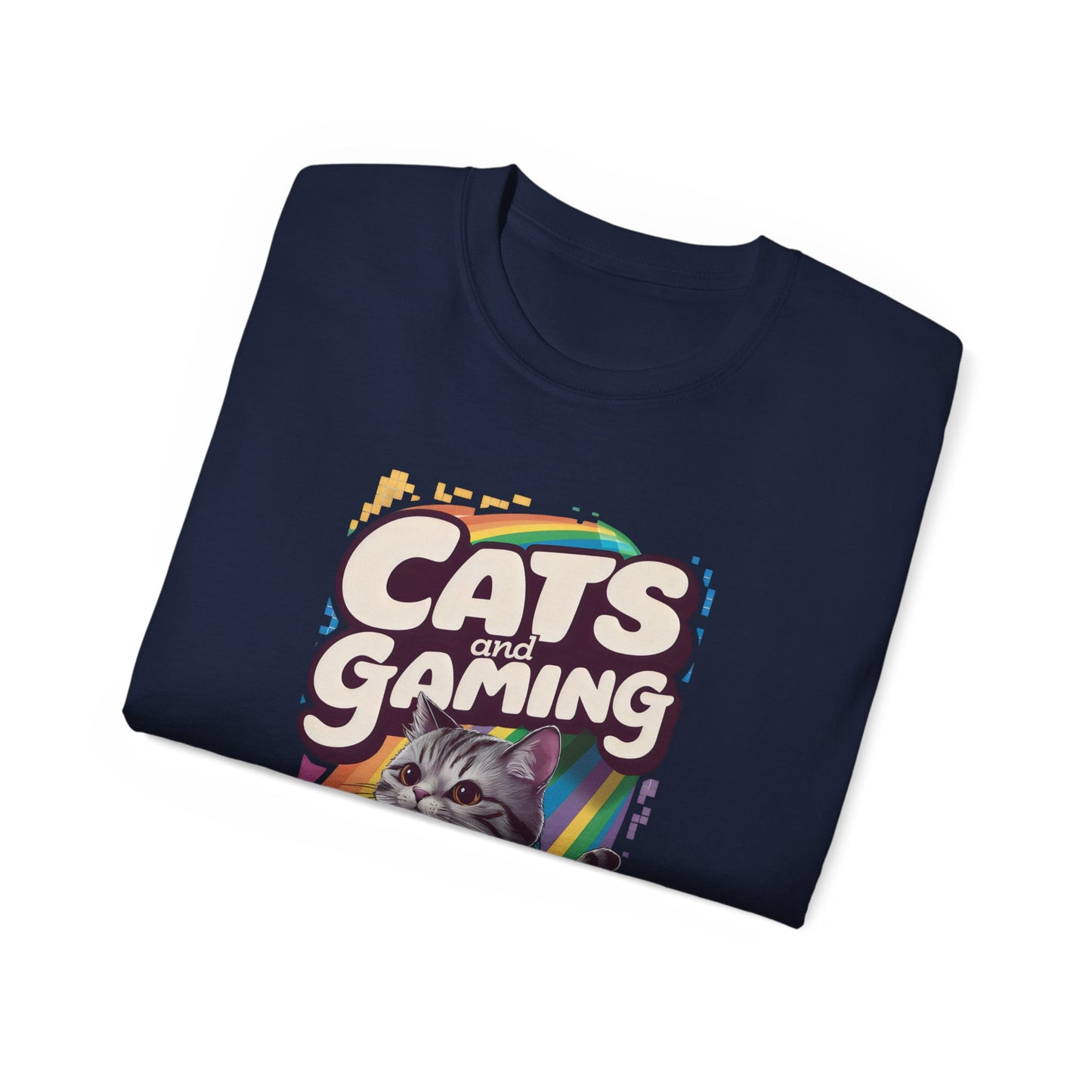 Cute Cartoon Cats and Gaming Unisex Organic T-Shirt