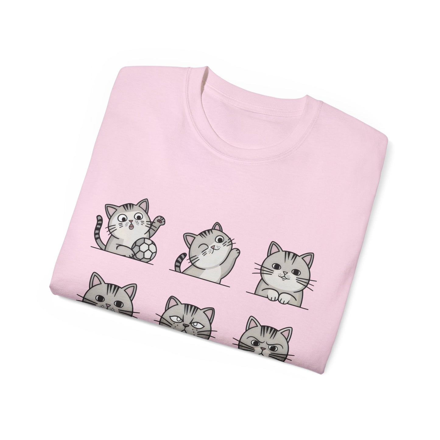 Nine Cute Cats Cartoon Organic T-Shirt