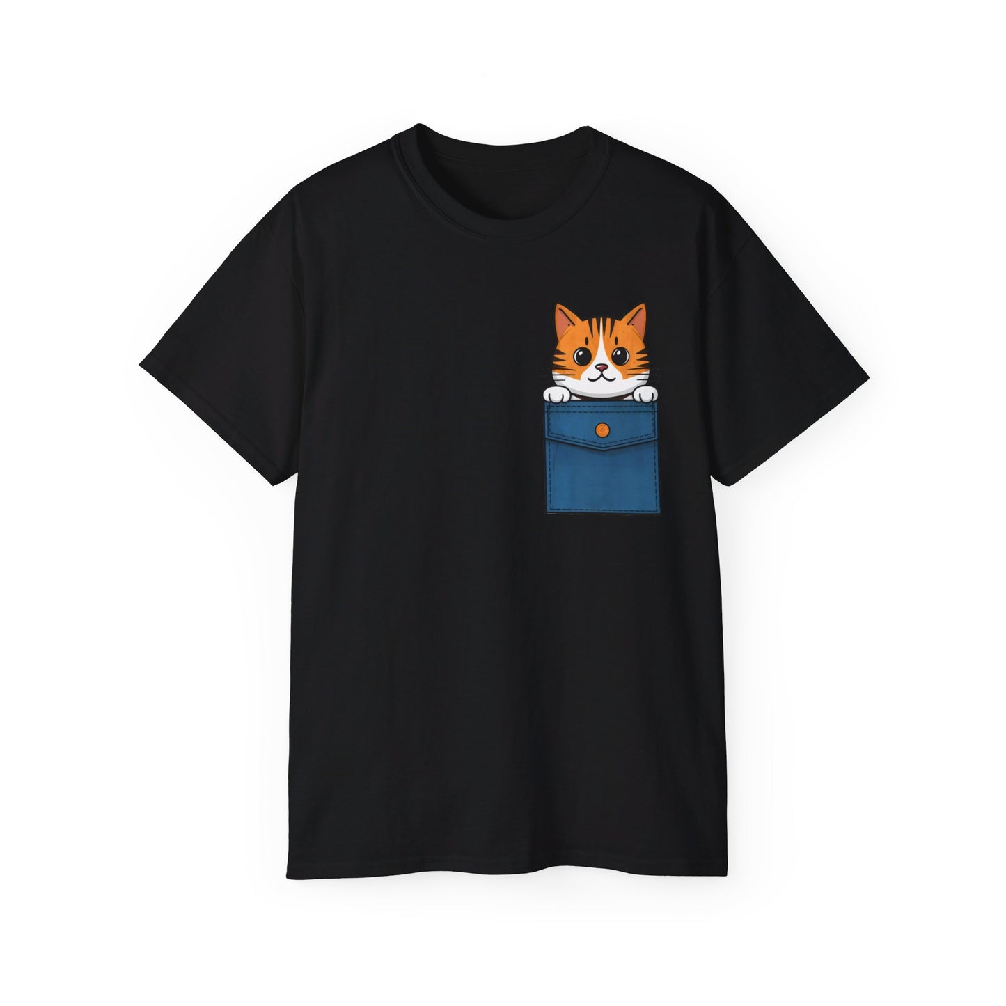 Cute Cartoon Cat in Pocket Unisex Organic T-Shirt