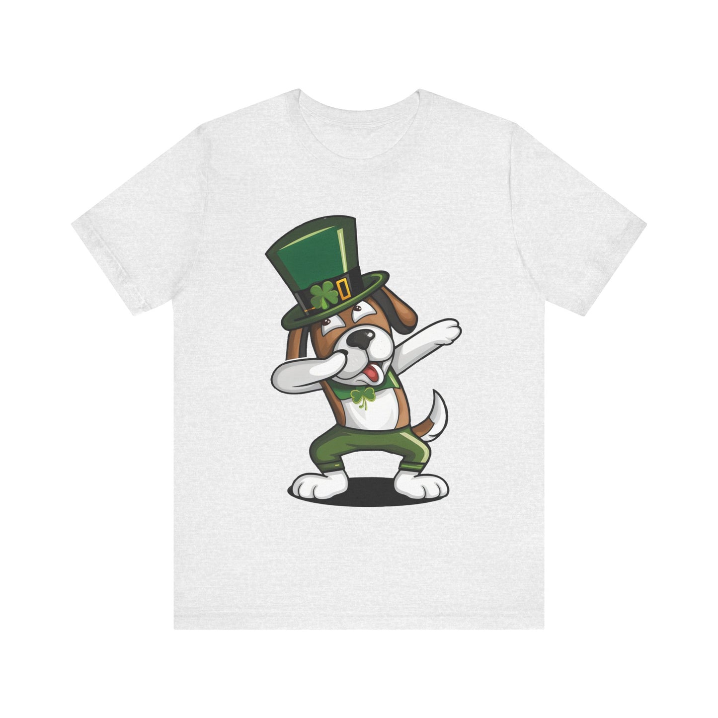 Cute Cartoon St Patrick's Day Dog Dabbing Unisex Jersey Short Sleeve Tee