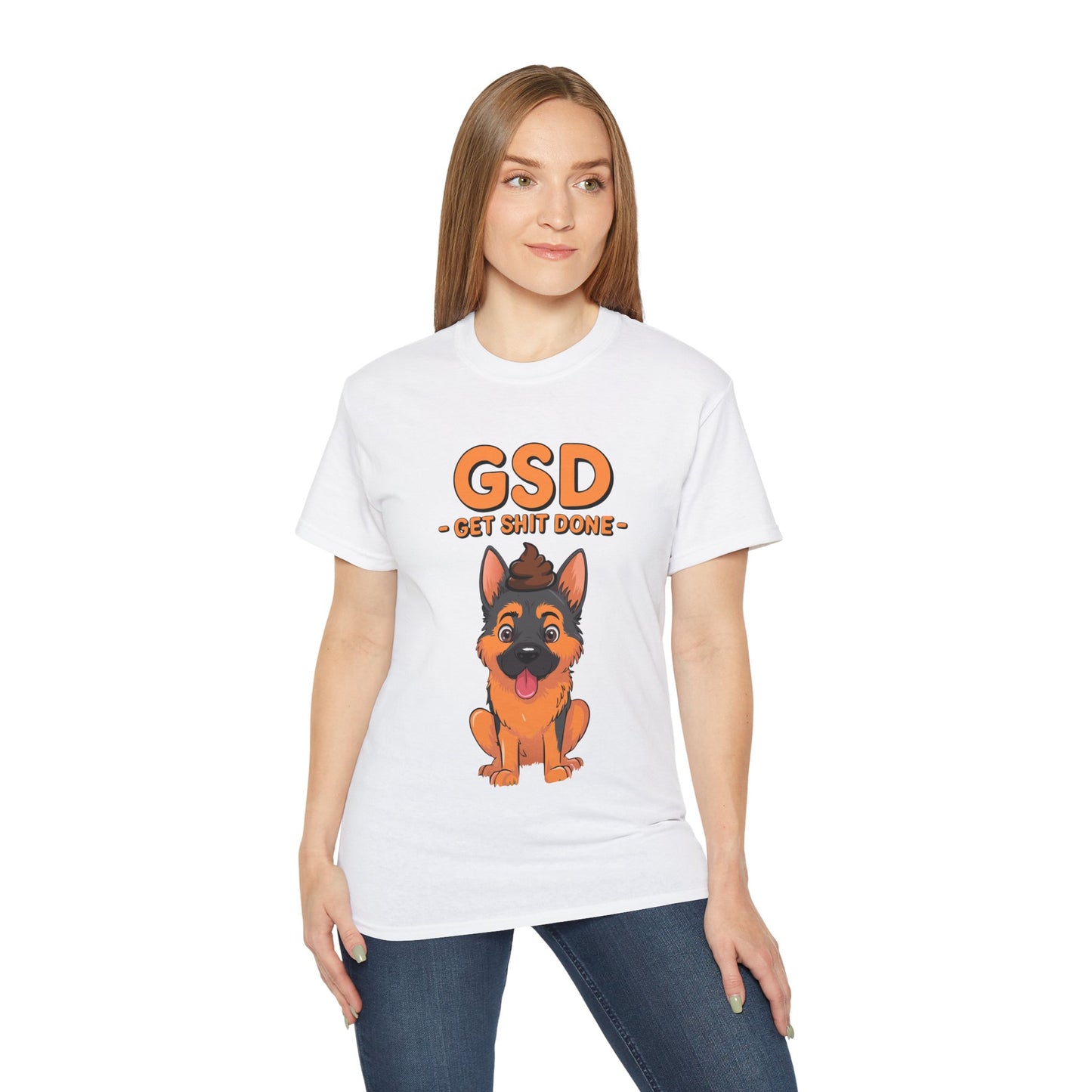 Organic T-Shirt - Cute German Shepherd Cartoon Get Shit Done New Year Motivation