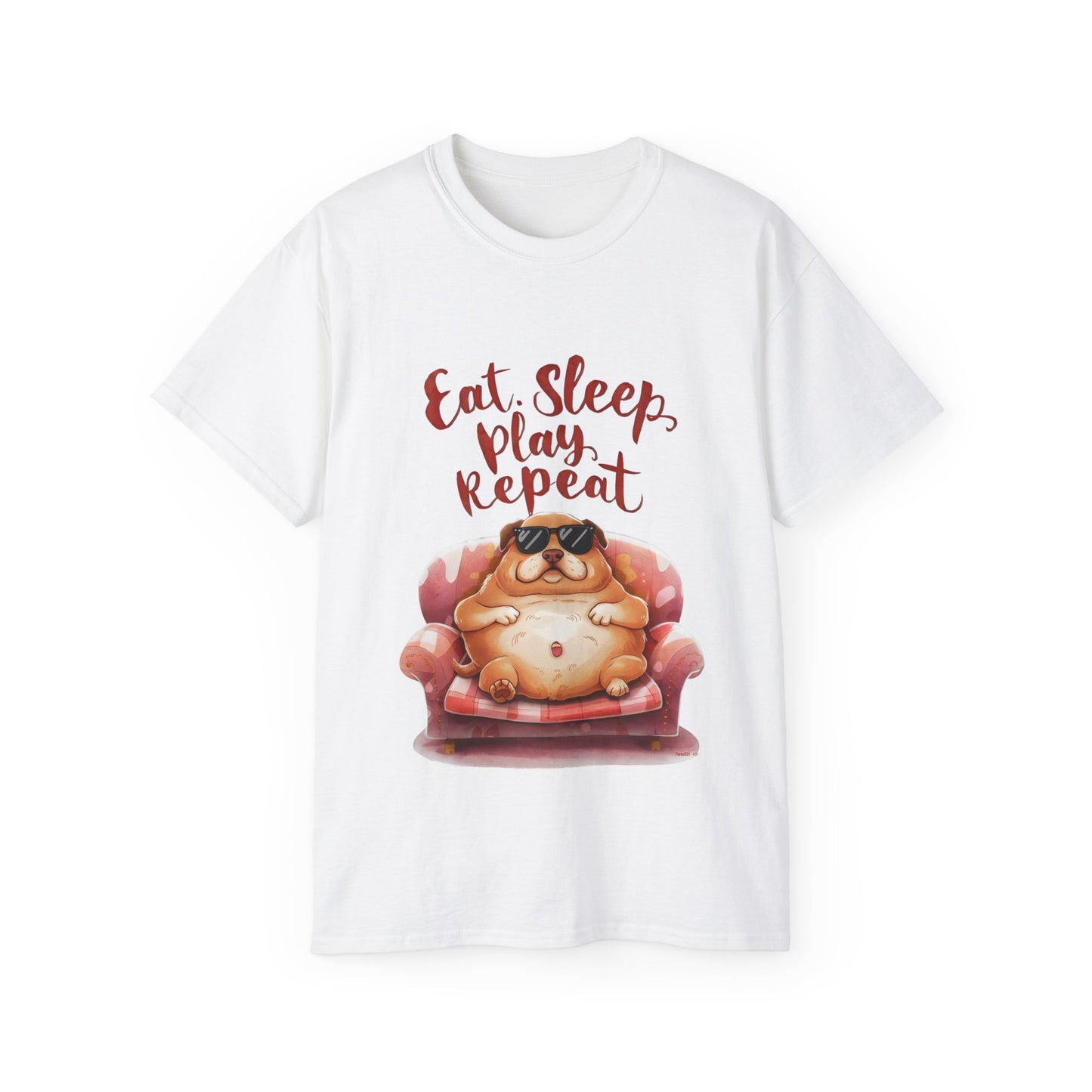 Cute Dog Cartoon Eat Sleep Play Repeat Meme Unisex Organic T-Shirt