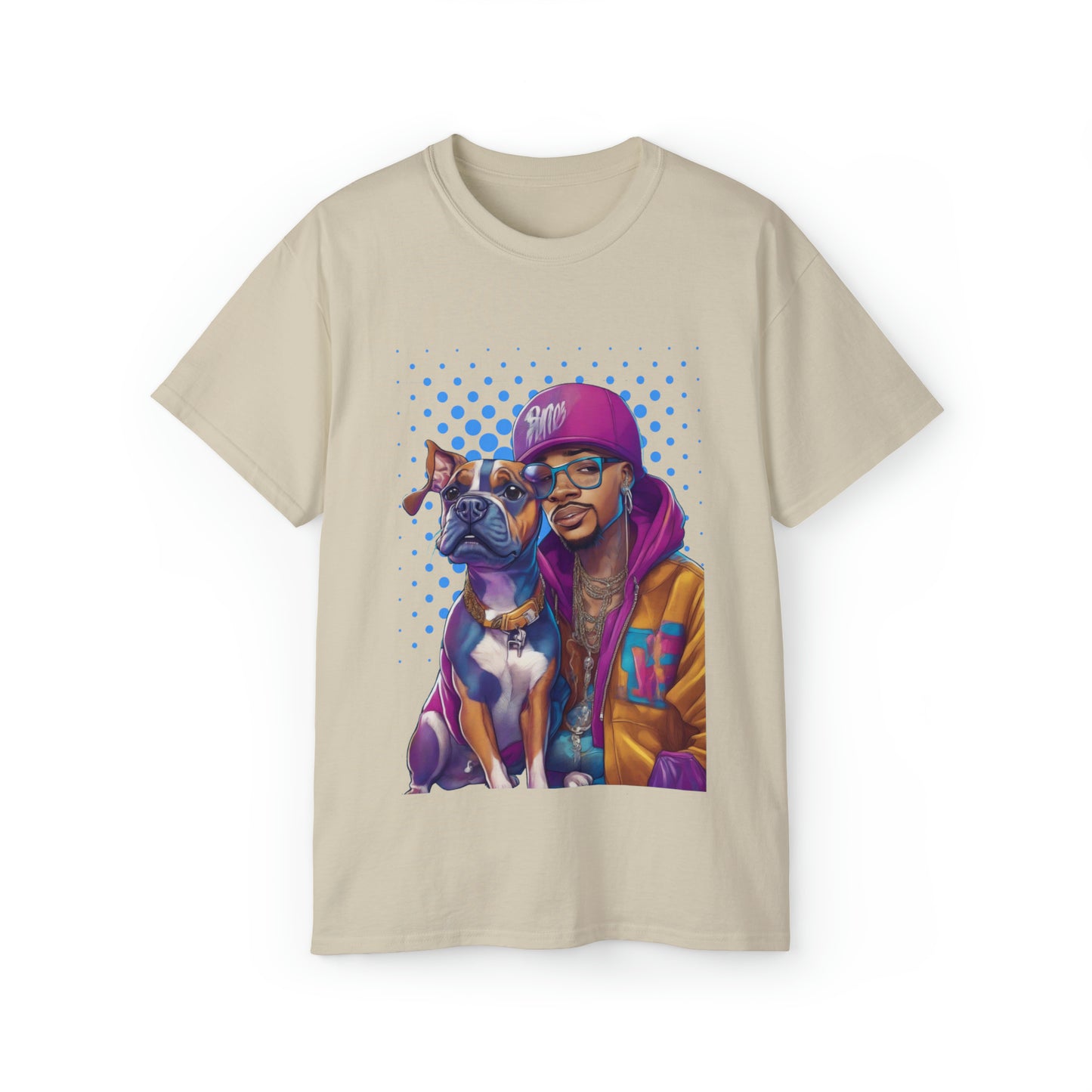 Cute Funny Rappers with Dogs Unisex Organic T-Shirt