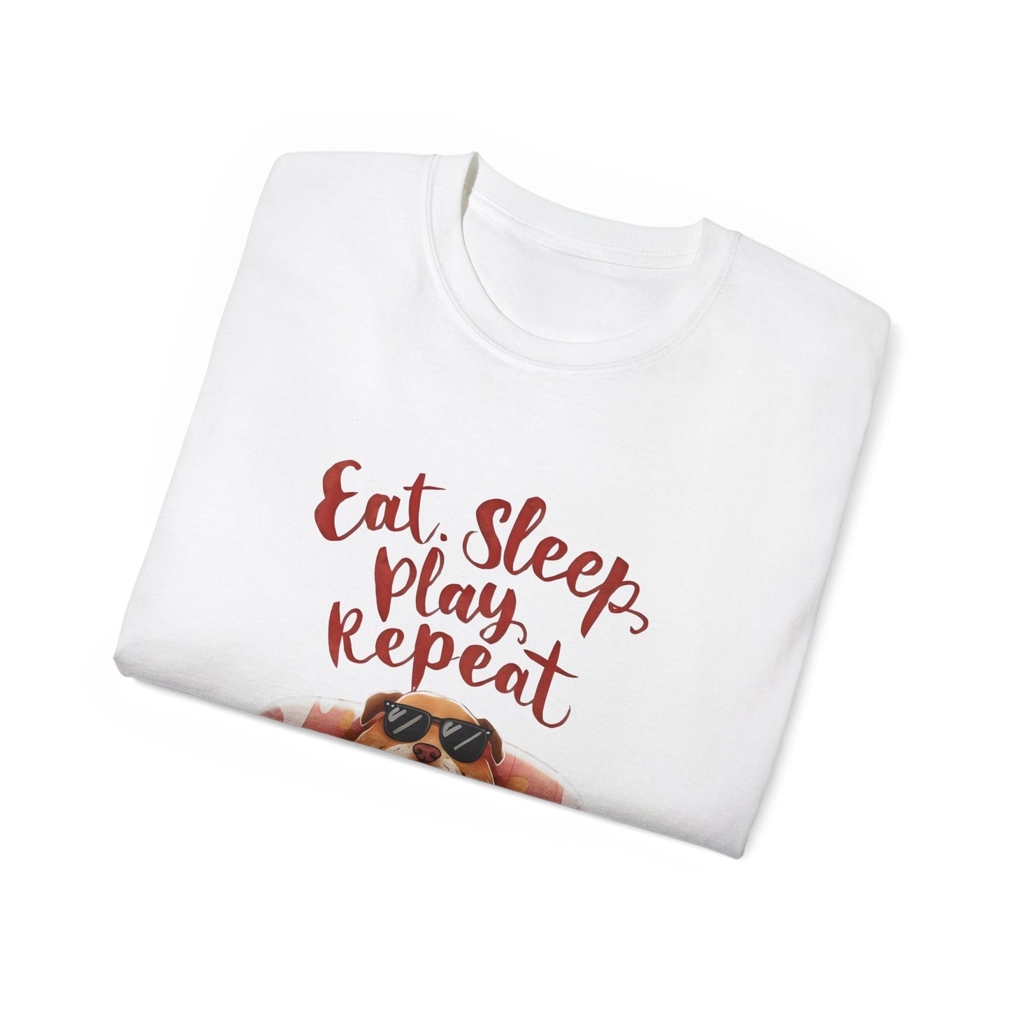 Cute Dog Cartoon Eat Sleep Play Repeat Meme Unisex Organic T-Shirt