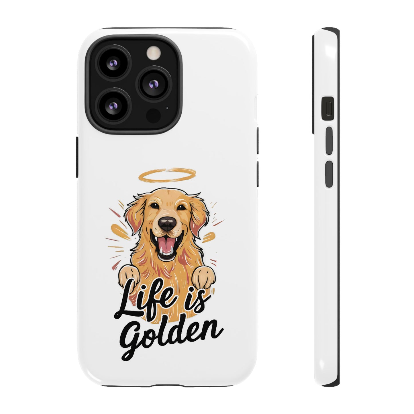 Cute Dog Cartoon Life is Golden iPhone Tough Cases