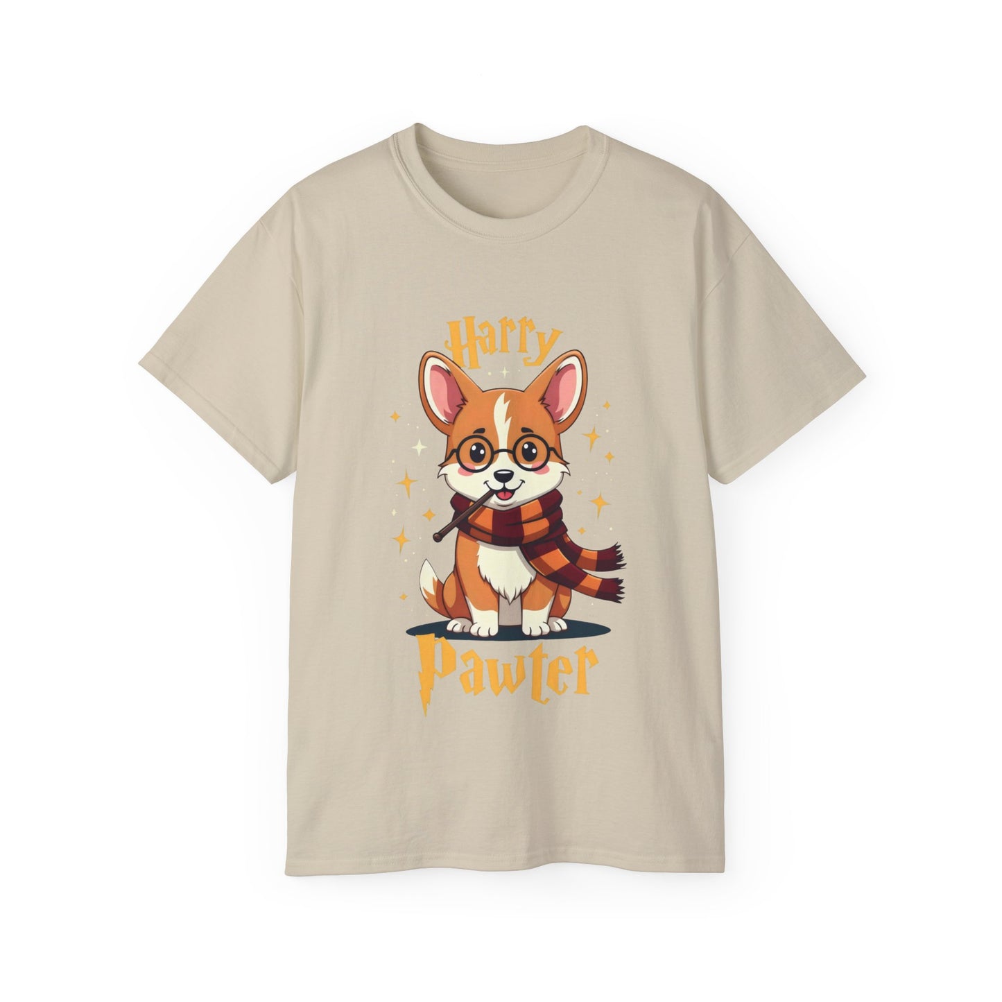 Cute Dog Cartoon Harry Pawter Corgi Unisex Organic T-Shirt