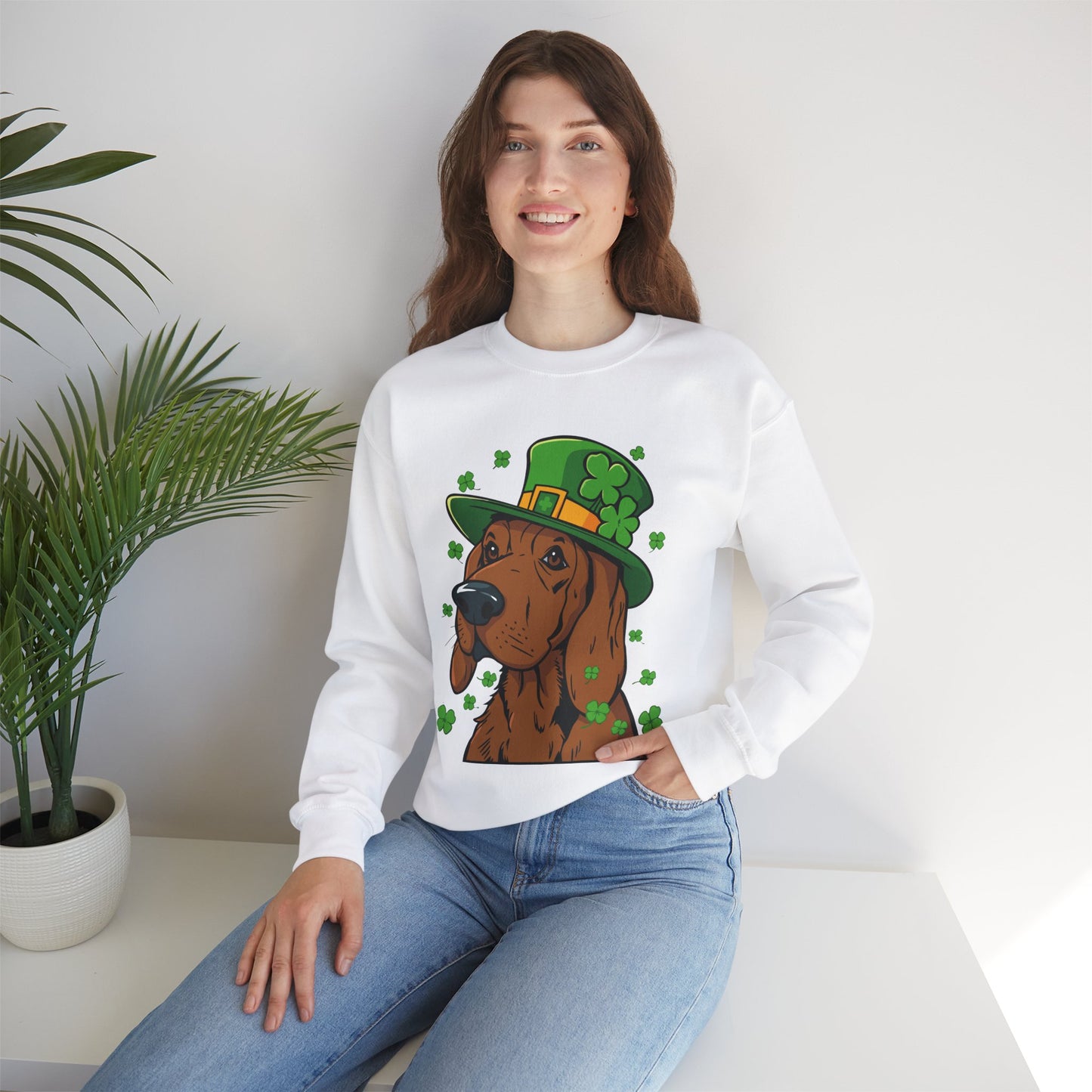 Cute Cartoon Shamrock Bloodhound St Patrick's Day Sweatshirt