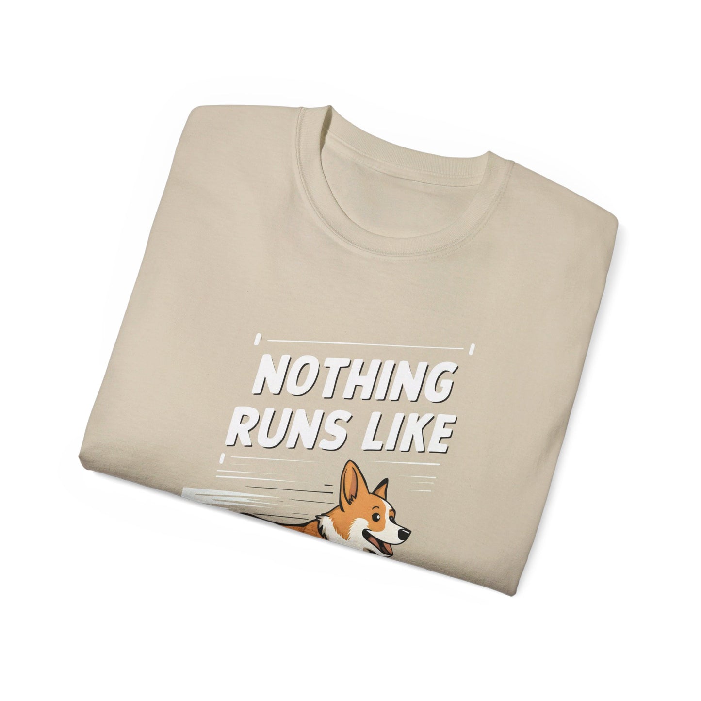 Cute Dog Cartoon Nothing Runs Like a Corgi Unisex Organic T-Shirt