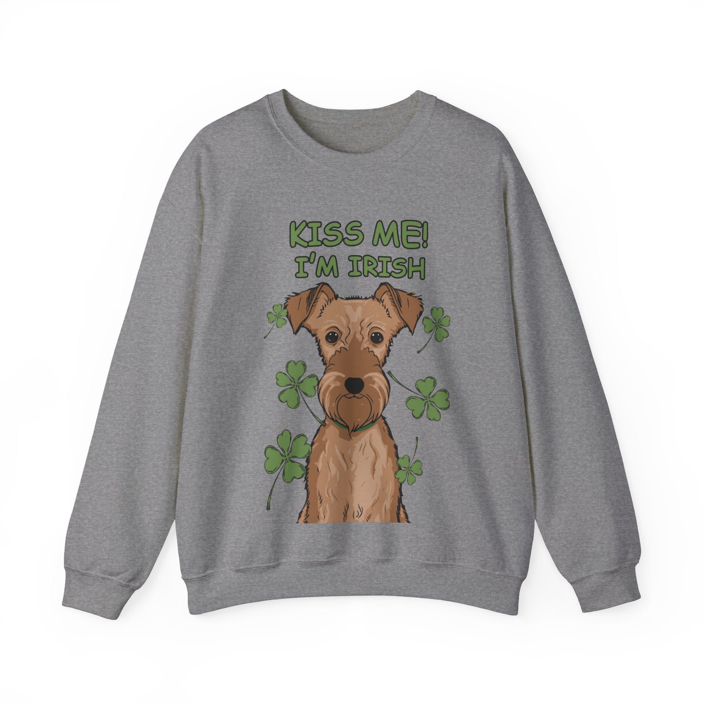 Cute Dog Cartoon St Patrick's Day Irish Terrier Crewneck Sweatshirt