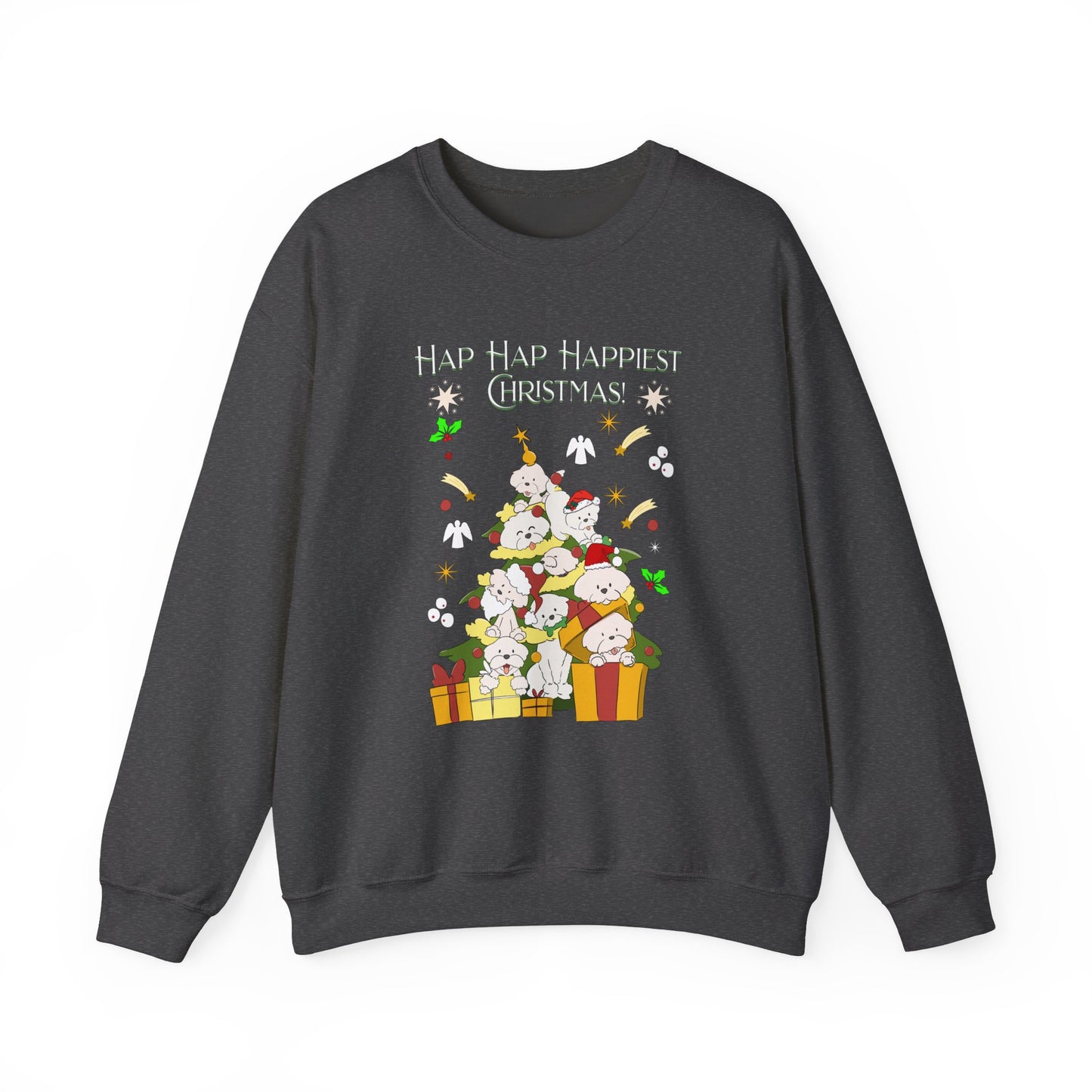 Hap Hap Happiest Christmas Poodle Christmas Tree Unisex Crewneck Sweatshirt