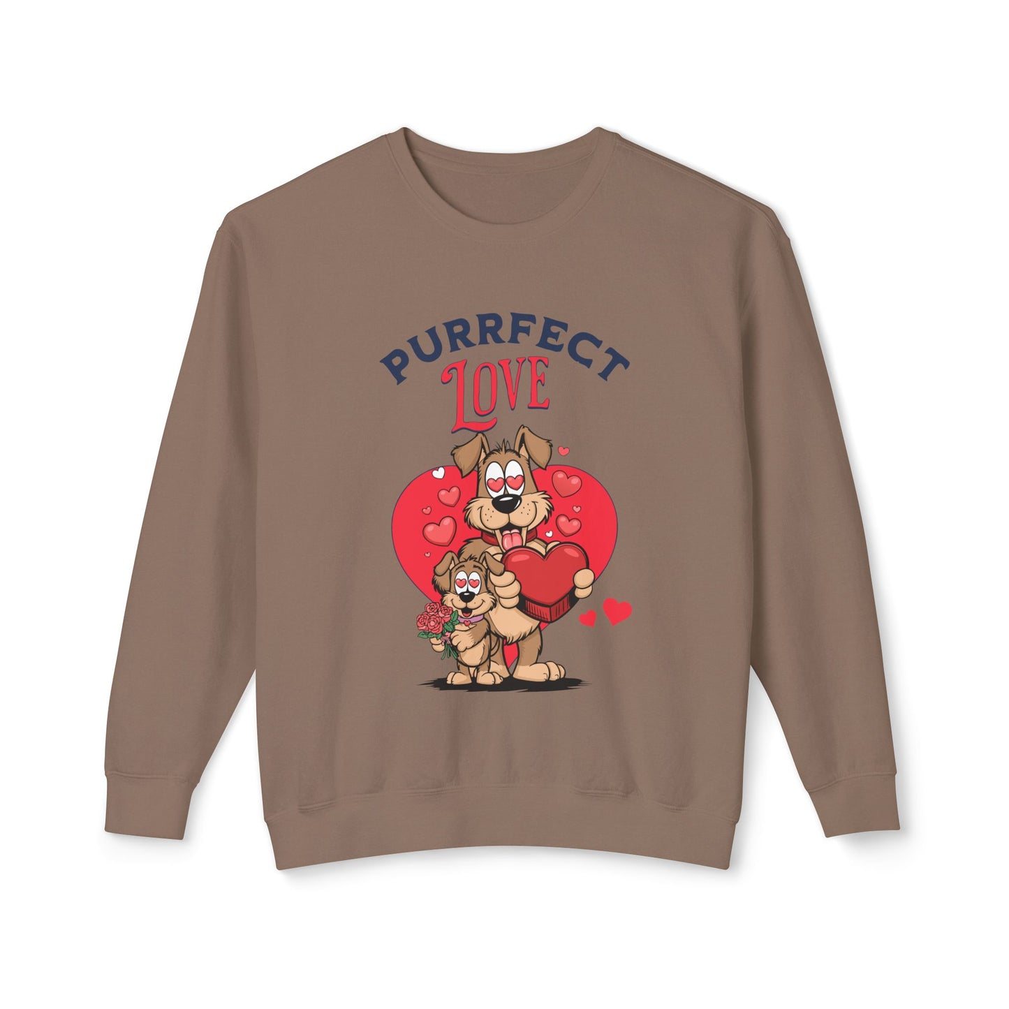 Cute Dog Cartoon Purrfect Love Valentine's Day Crewneck Sweatshirt