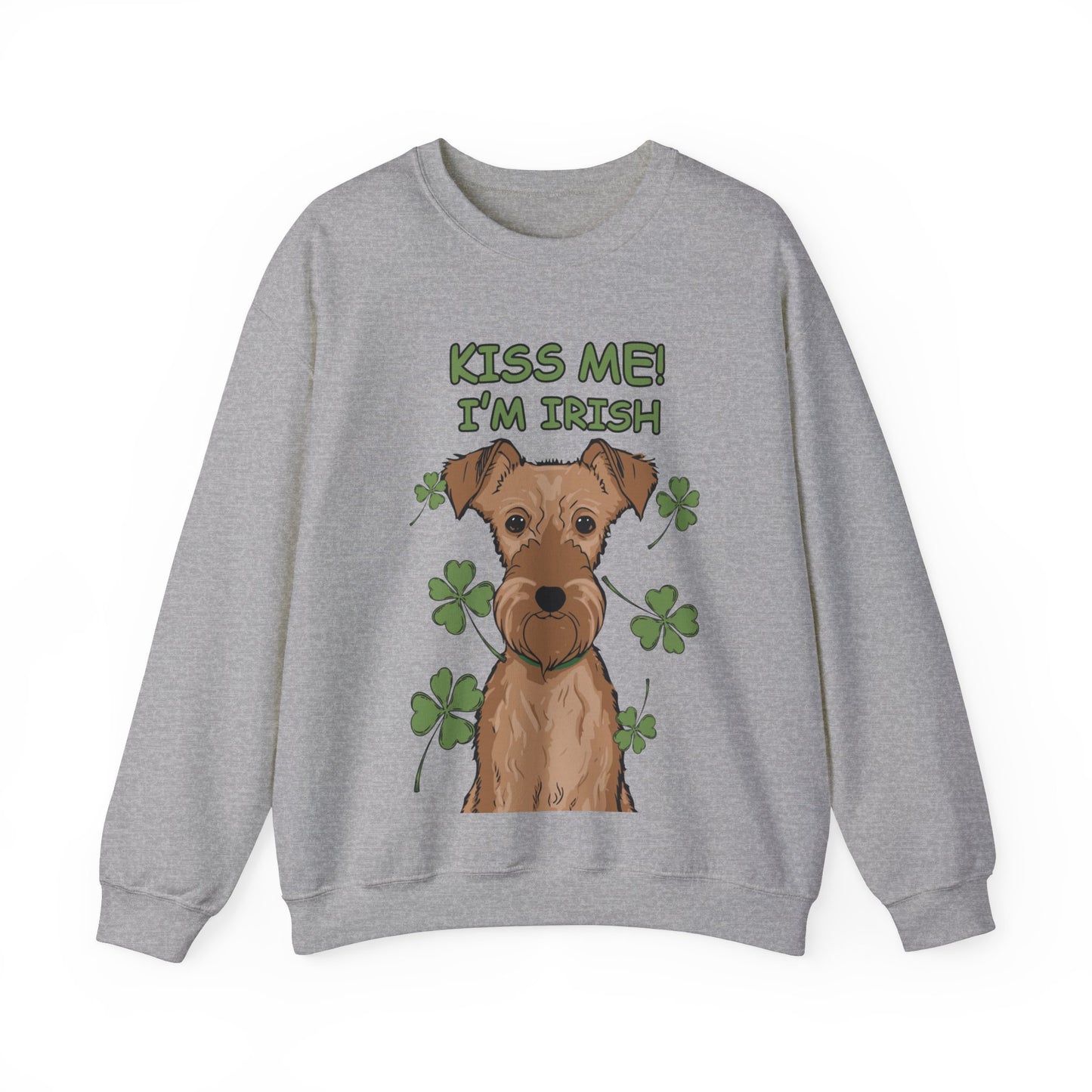 Cute Dog Cartoon St Patrick's Day Irish Terrier Crewneck Sweatshirt