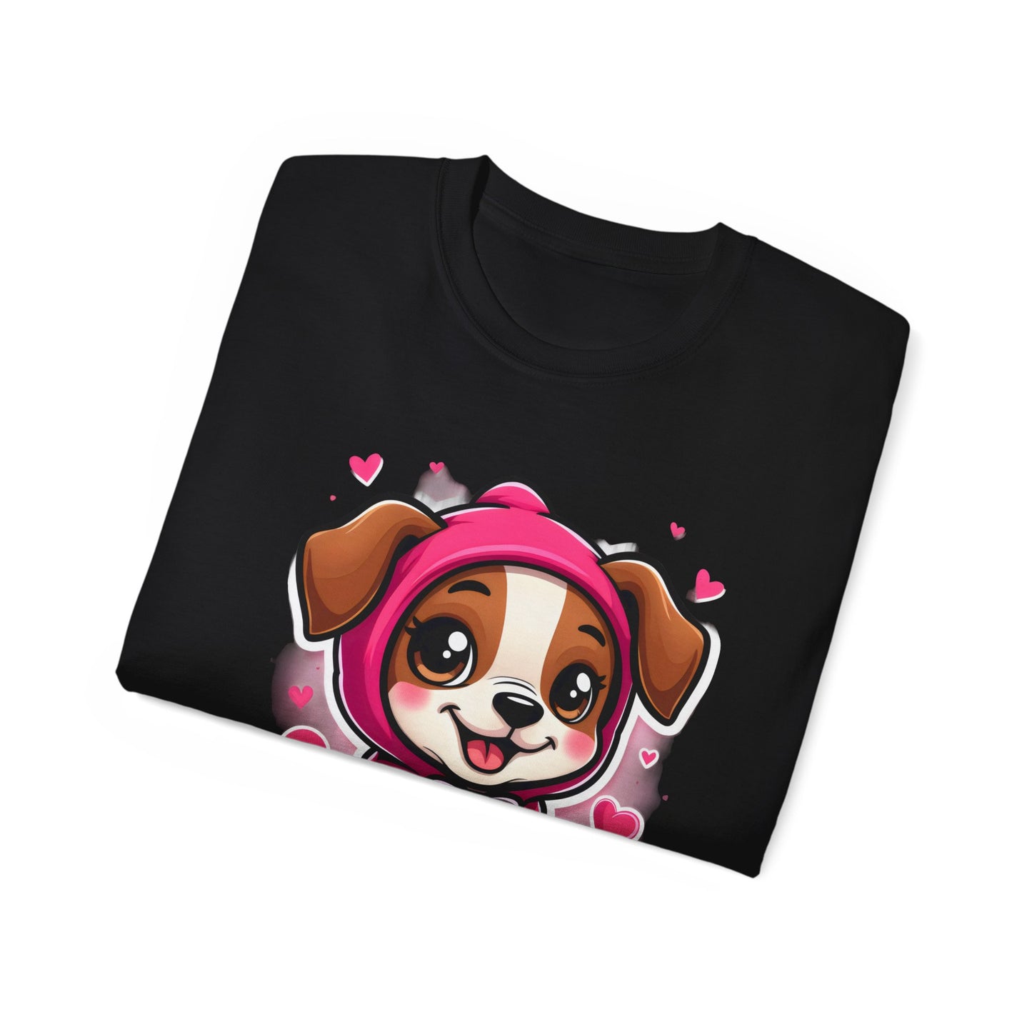 Cute Dog Cartoon In October We Wear Pink Unisex Organic T-Shirt