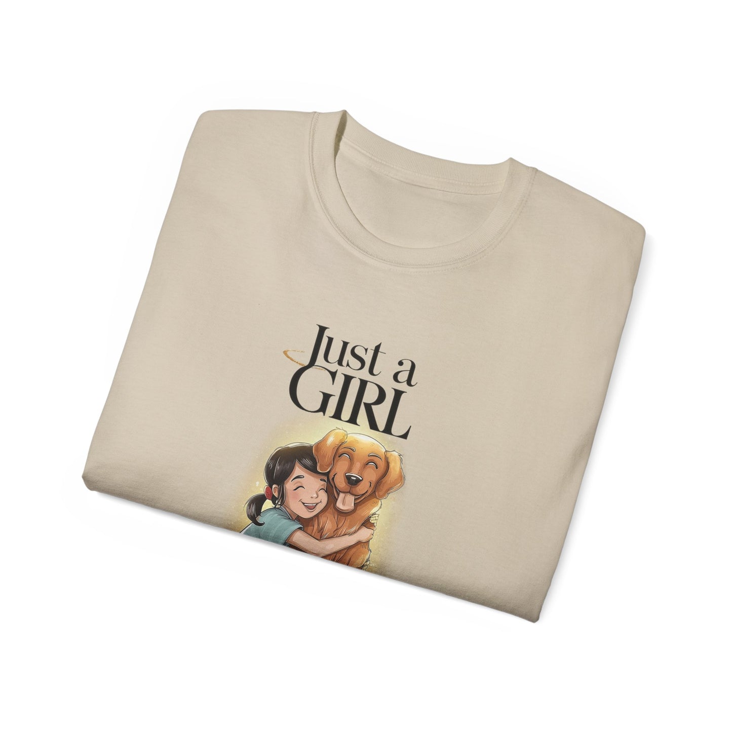 Cute Dog Cartoon Just a Girl Who Loves Goldens Unisex Organic T-Shirt