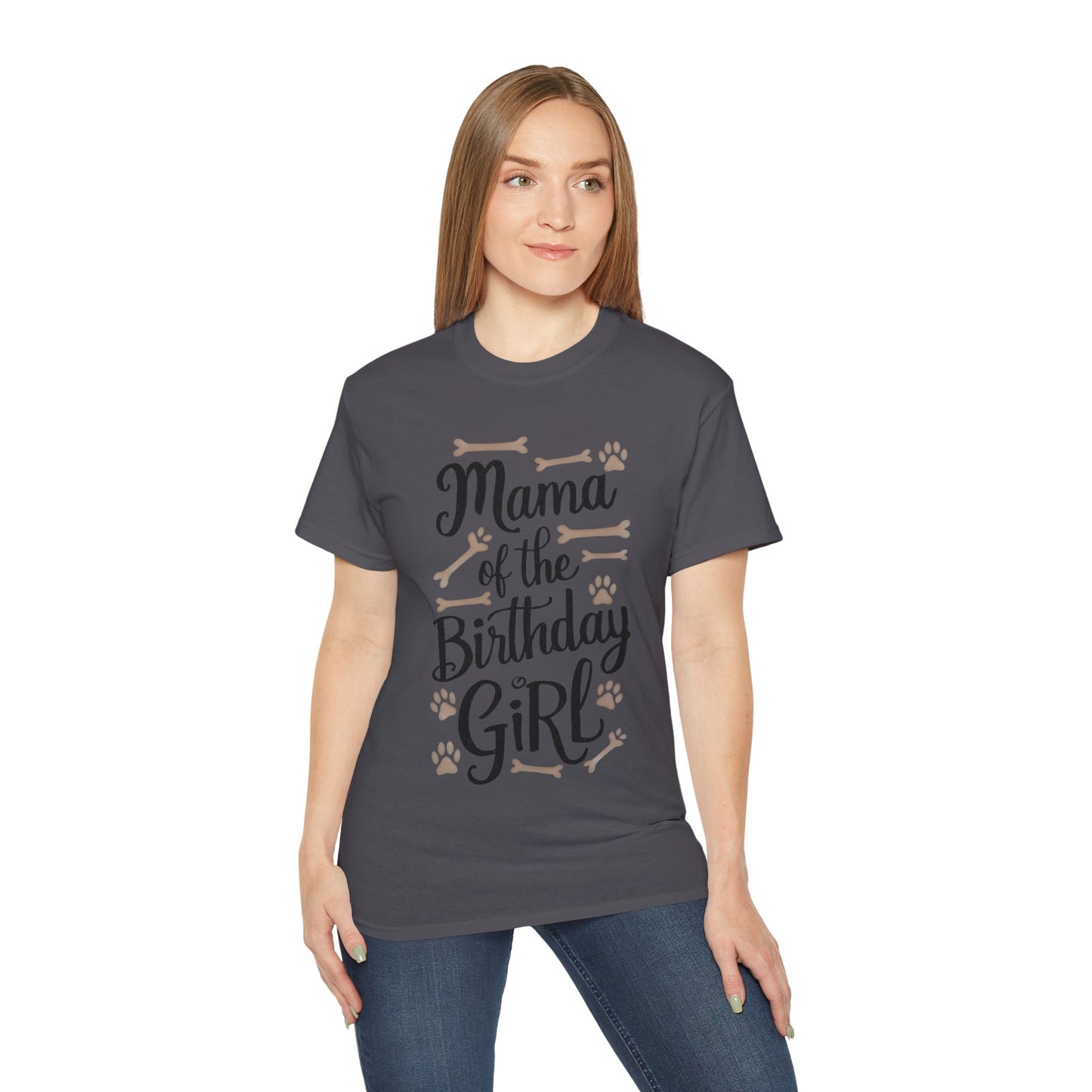 Cute Mama of the Birthday Girl Paw Print Organic T-Shirt