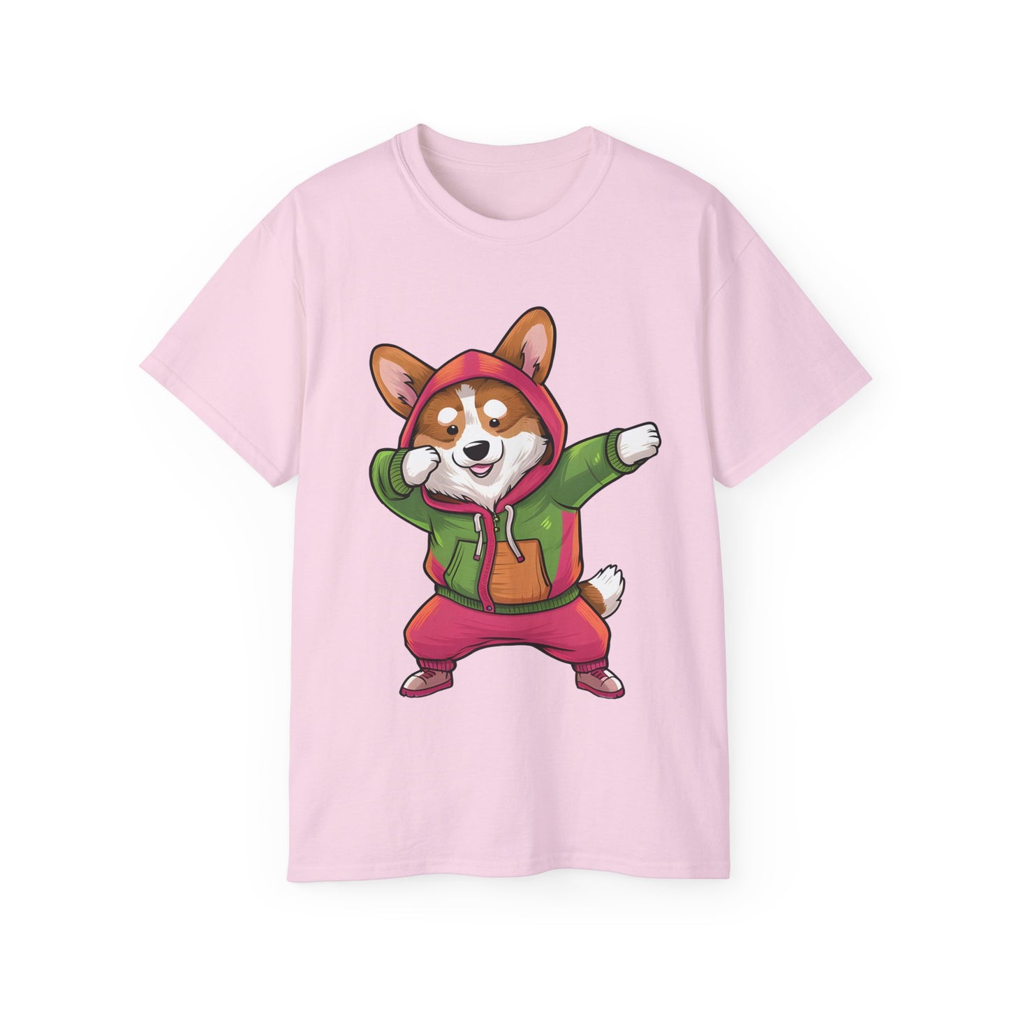 Cute Dog Cartoon Corgi Dabbing Meme Unisex Organic T-Shirt