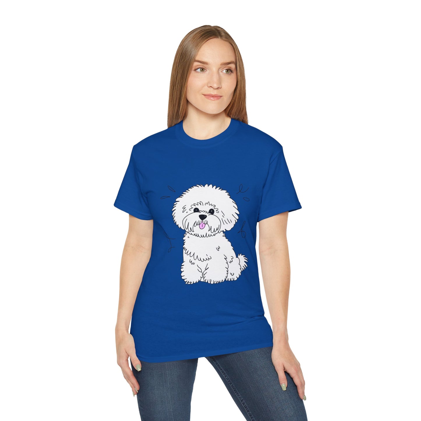 Cute Dog Cartoon Bichon Frise Poodle Unisex Organic T-Shirt