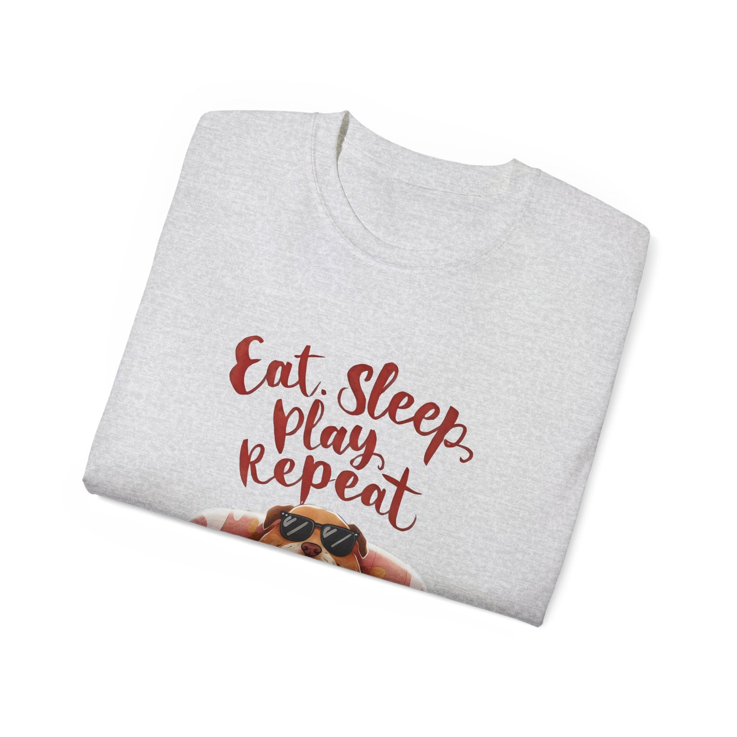 Cute Dog Cartoon Eat Sleep Play Repeat Meme Unisex Organic T-Shirt